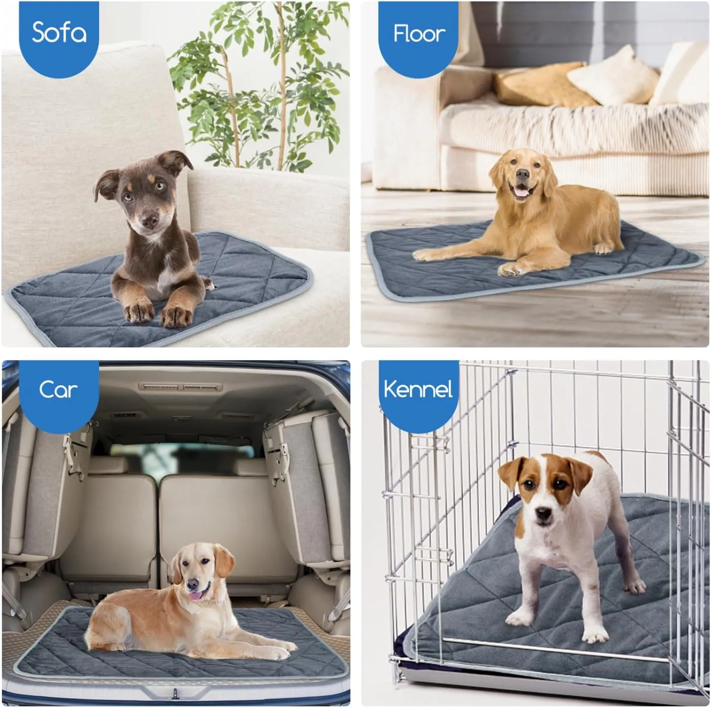 Nobleza Self Warming Pet Pad, Extra Warm Thermal Dog Crate Pad for Indoor Outdoor Pets, Washable Anti-Slip Kennel Mat for Medium Small Dogs and Cats, 28"  19" Grey