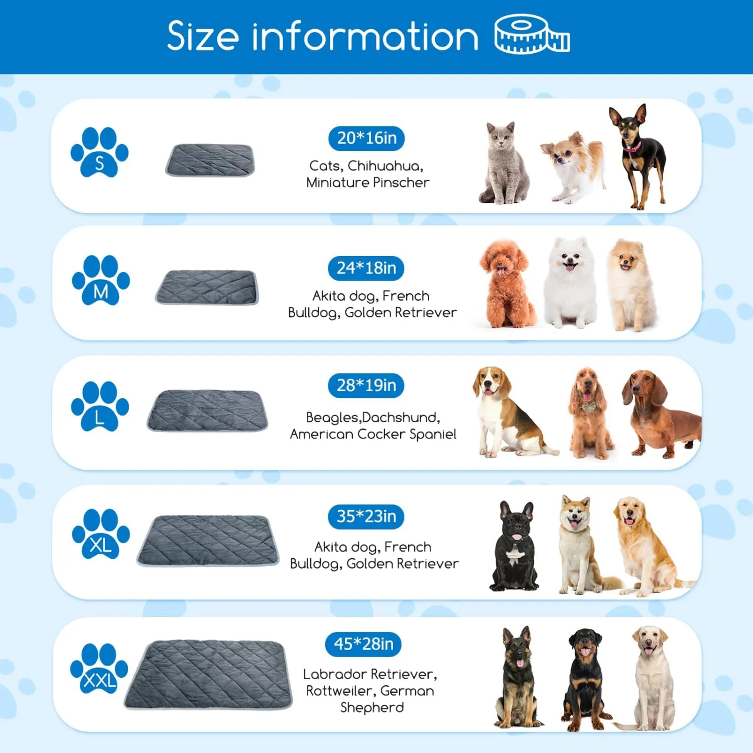 Nobleza Self Warming Pet Pad, Extra Warm Thermal Dog Crate Pad for Indoor Outdoor Pets, Washable Anti-Slip Kennel Mat for Medium Small Dogs and Cats, 28"  19" Grey