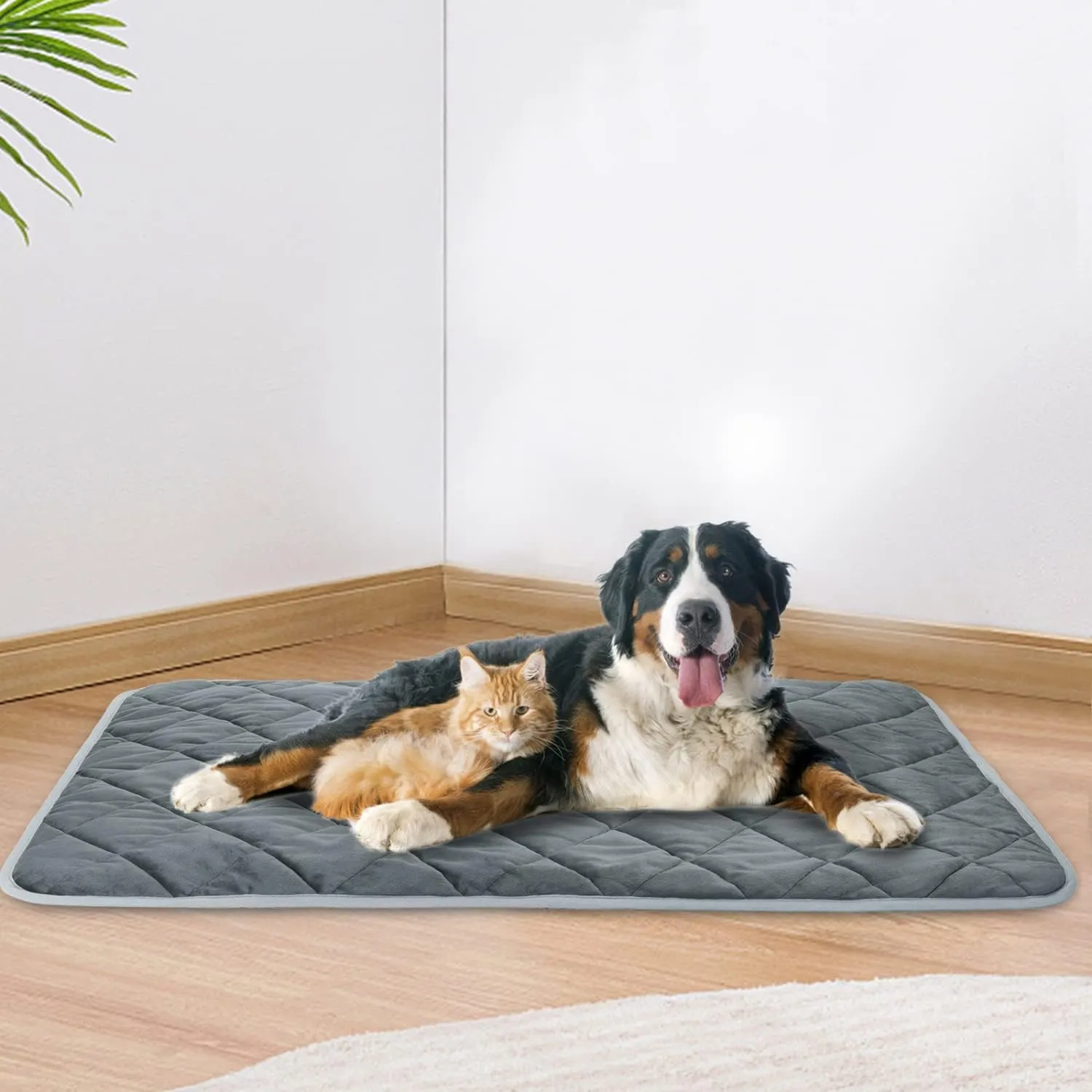 Nobleza Self Warming Pet Pad, Extra Warm Thermal Dog Crate Pad for Indoor Outdoor Pets, Washable Anti-Slip Kennel Mat for Medium Small Dogs and Cats, 28"  19" Grey