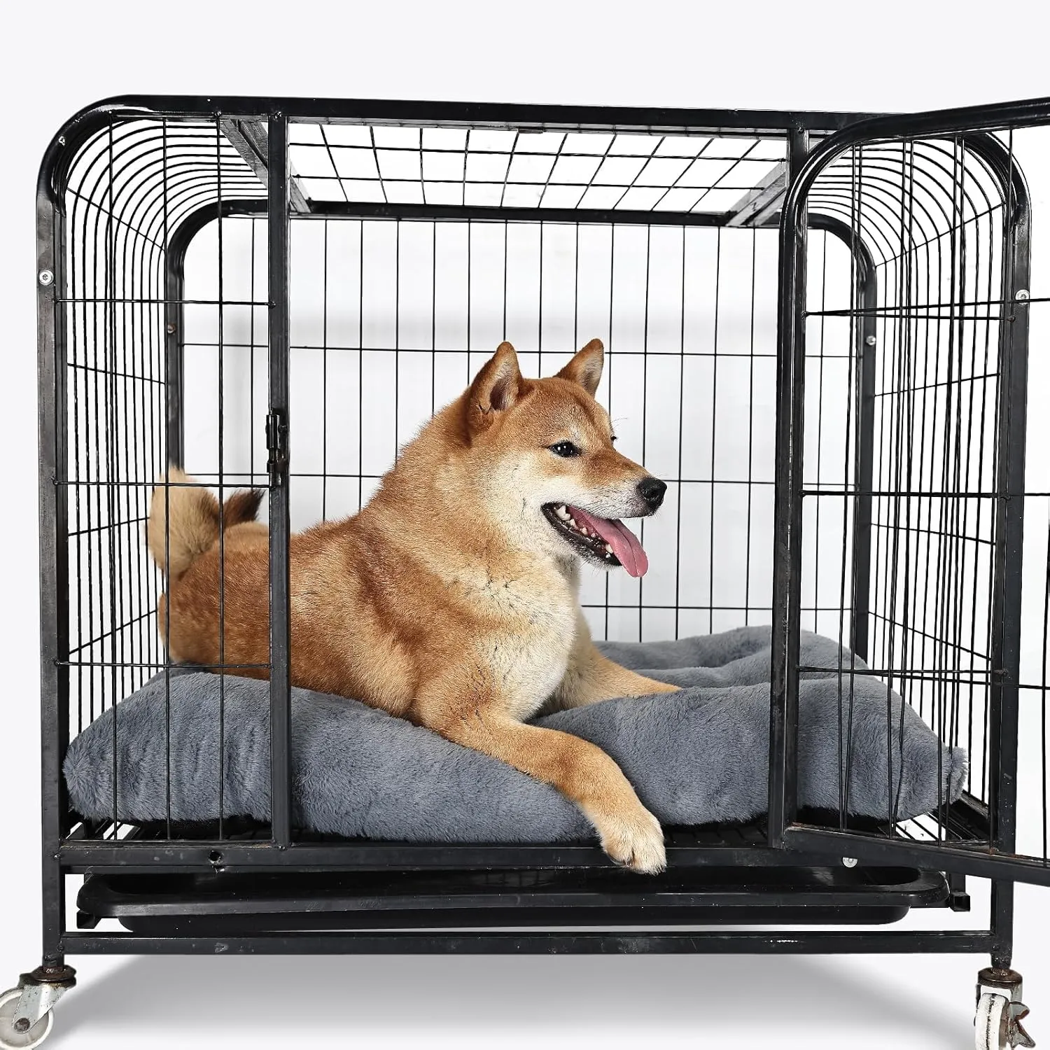 nononfish 36 inch Dog Crate Bed for Large Sized Dog Washable,Extra Soft Kennel Pad for 36 x 24 Crates or Cage with Anti-Slip Bottom,Deluxe Faux Fur Pet Sleeping Mat Helps Ease Pet Anxiety,Dark Grey