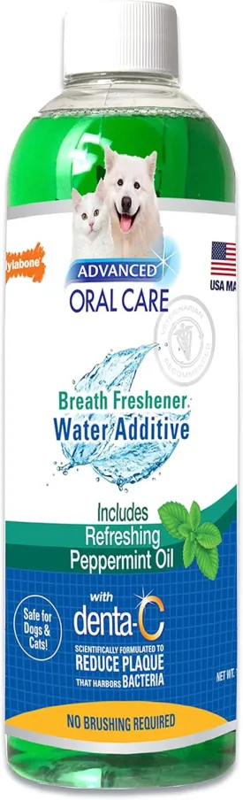 Nylabone Advanced Oral Care Pet Dental Water Additive, Liquid Tartar Remover & Breath Freshener for Dogs, Dog Teeth-Cleaning, Peppermint Flavor, 16 oz.