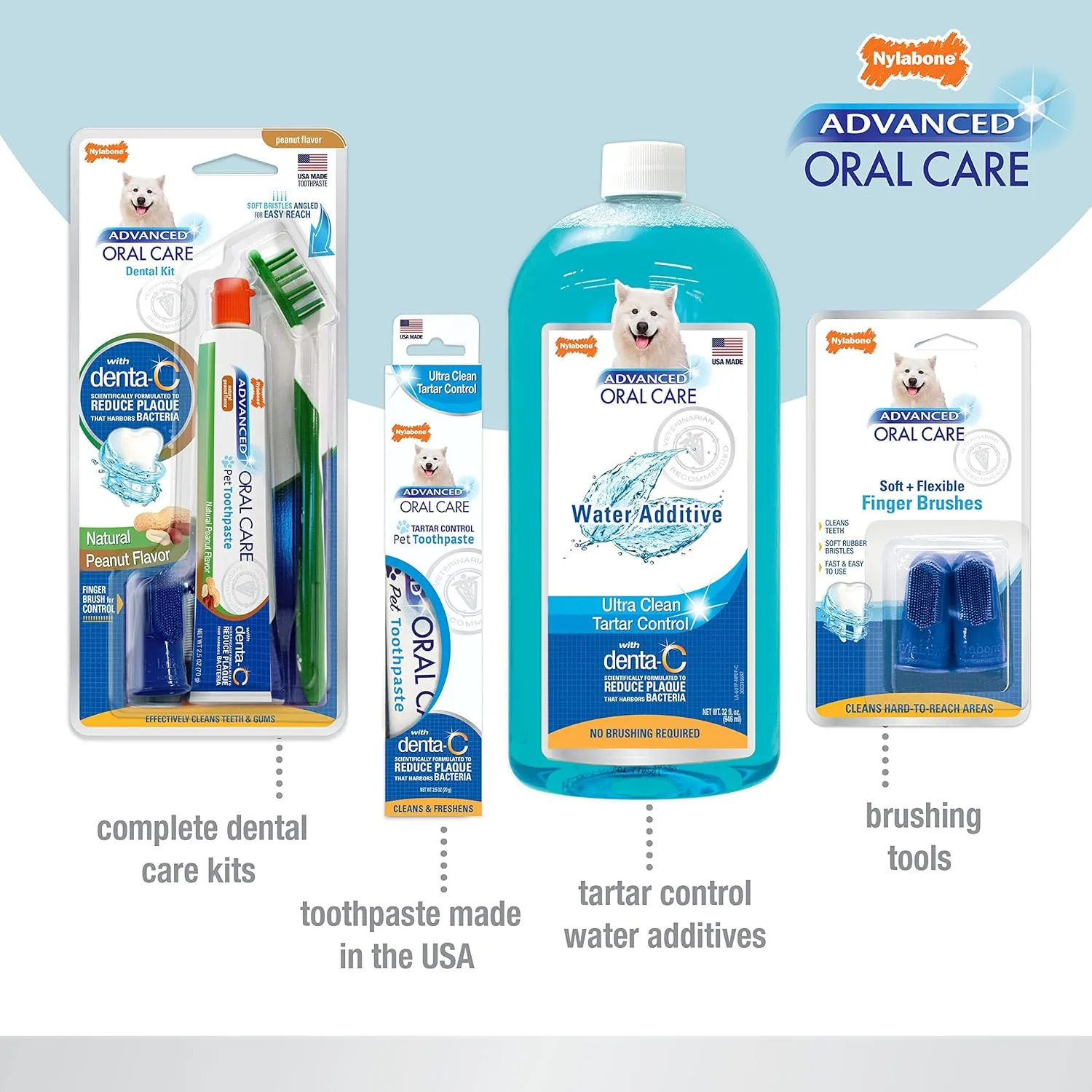 Nylabone Advanced Oral Care Pet Dental Water Additive, Liquid Tartar Remover & Breath Freshener for Dogs, Dog Teeth-Cleaning, Peppermint Flavor, 16 oz.