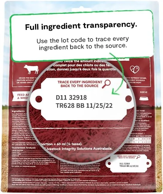 Open Farm Freeze Dried Raw Dog Food, Humanely Raised Meat Recipe with Non-GMO Superfoods and No Artificial Flavors or Preservatives (31.5 Ounce (Pack of 1), Grass Fed Beef Recipe)
