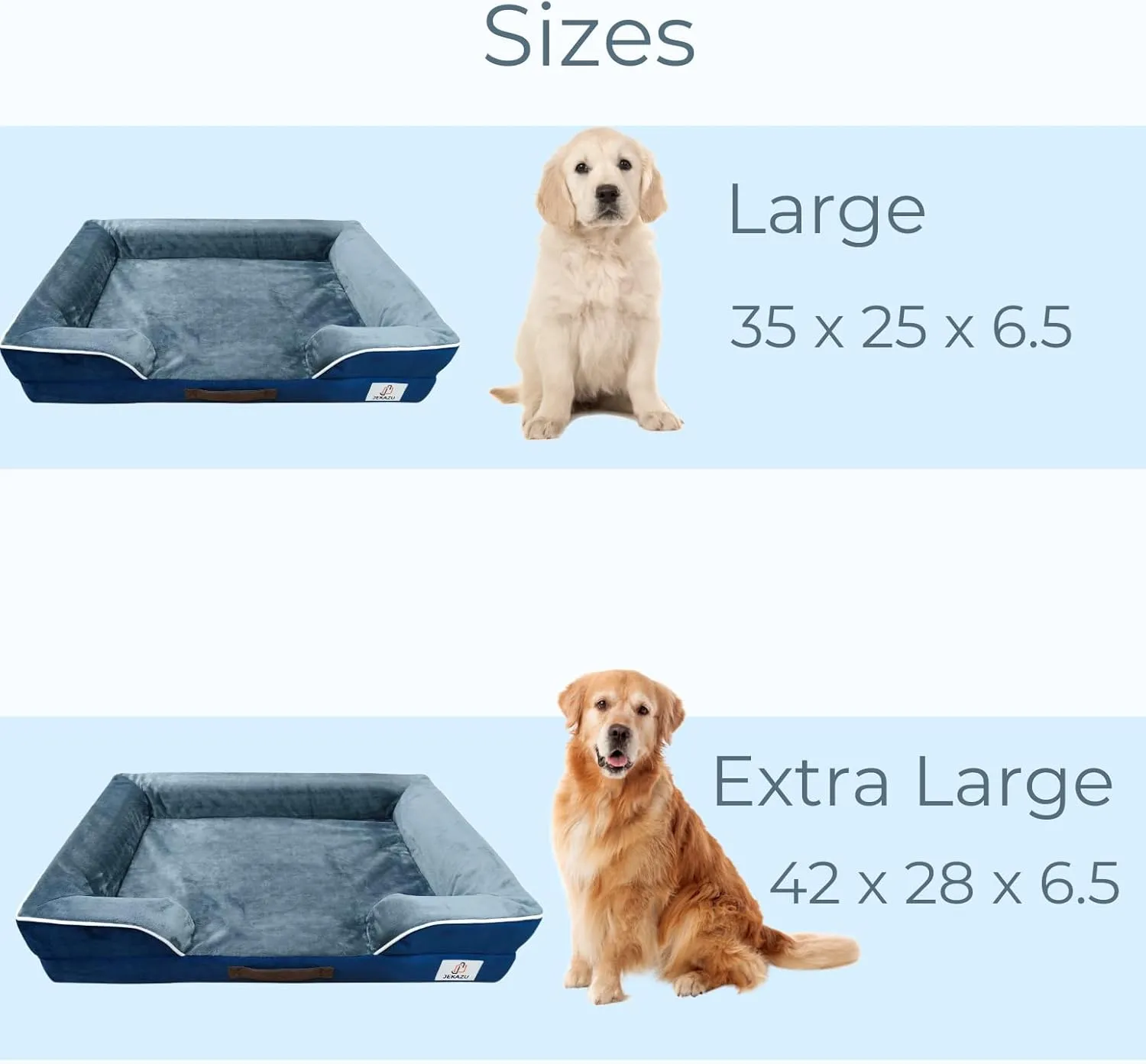 Orthopedic Dog Bed for Medium to Large Dogs - Waterproof, Memory Foam Dog Bed with Washable Cover - Pet Beds for Medium-Large Sized Breeds and Senior Pets - Non-Slip Bottom - Large, Blue & Grey