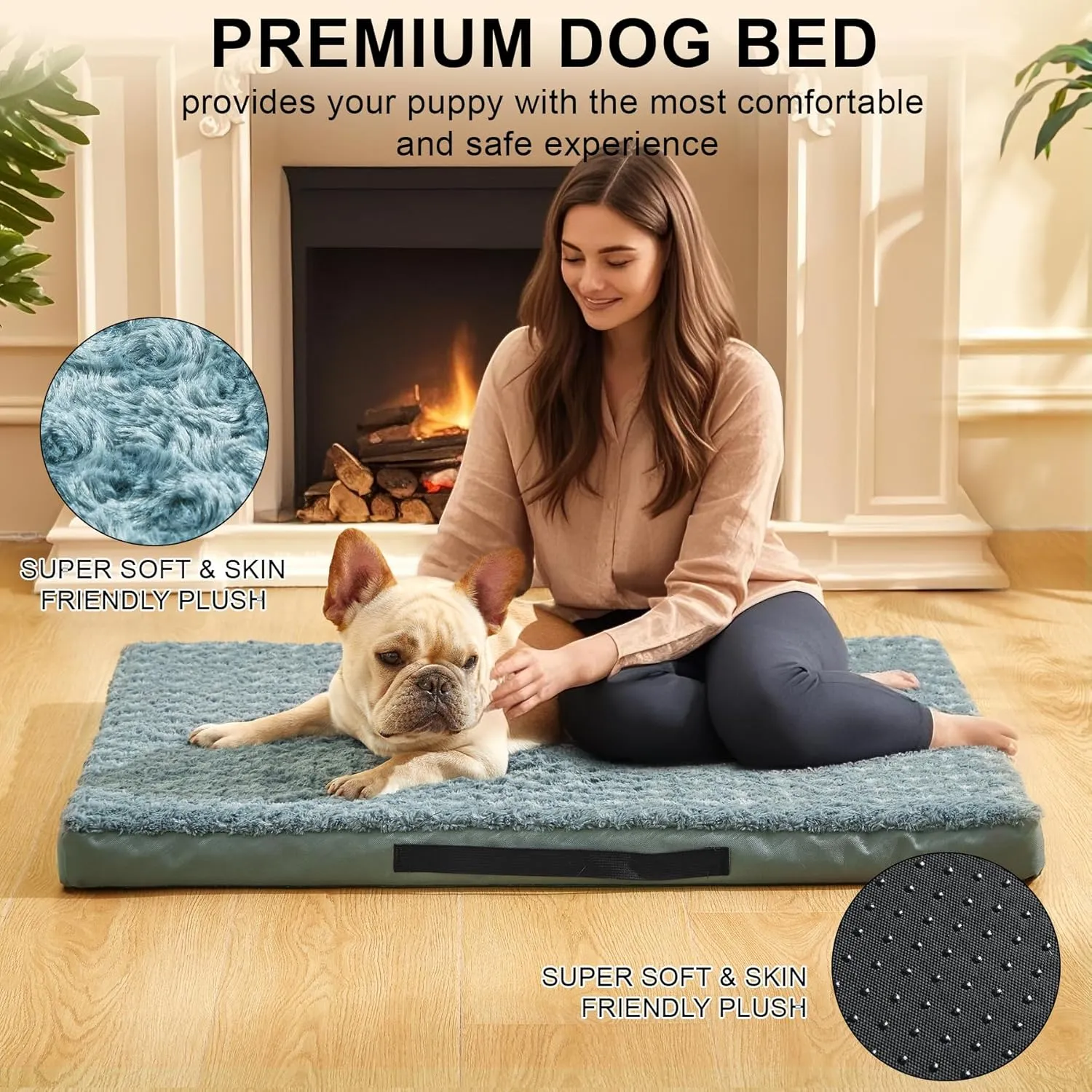 Orthopedic Dog Beds for Crate with Removable Washable Cover Egg-Crate Foam Pet Pad Mat with Anti-Slip Bottom,Waterproof Dog Beds Small Sized20x16 Inch
