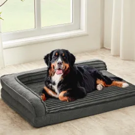 Orthopedic Dog Beds for Extra Large, XXLarge Dogs, Waterproof Egg Foam Dog Sofa Bed with L Bolster Sides, Washable Pet Bed with Removable Cover & Non-Slip Bottom, 46 x 30 inch, Gray