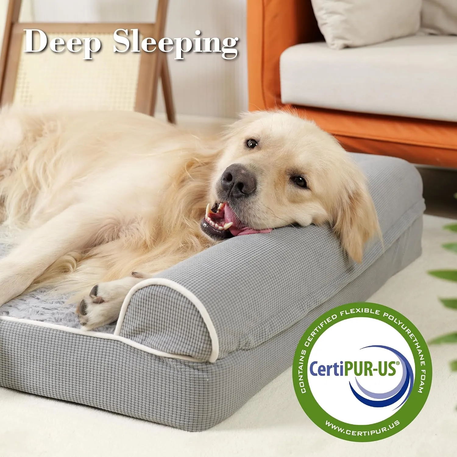 Orthopedic Dog Beds for Large Dogs,Waterproof Lined Egg Crate Foam Pet Bed Mat with Removable and Washable Cover and Non Slip Bottom,Dog Sofa Bed