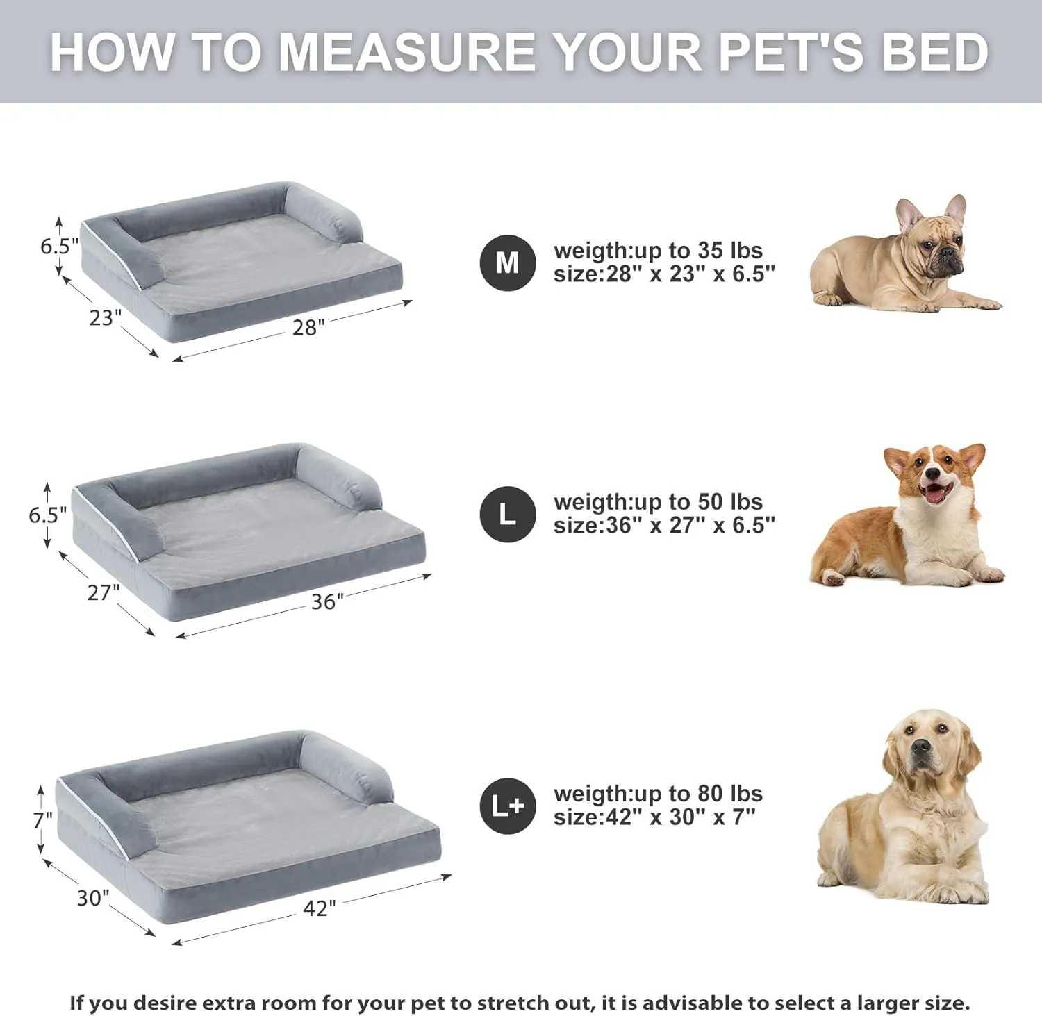 Orthopedic Dog Beds Large Sized Dog, Waterproof Bed with Sides, Washable Couch Dog Bed with Removable Pillow Cover and Anti-Slip Bottom, Pet Bed for Large Dogs.