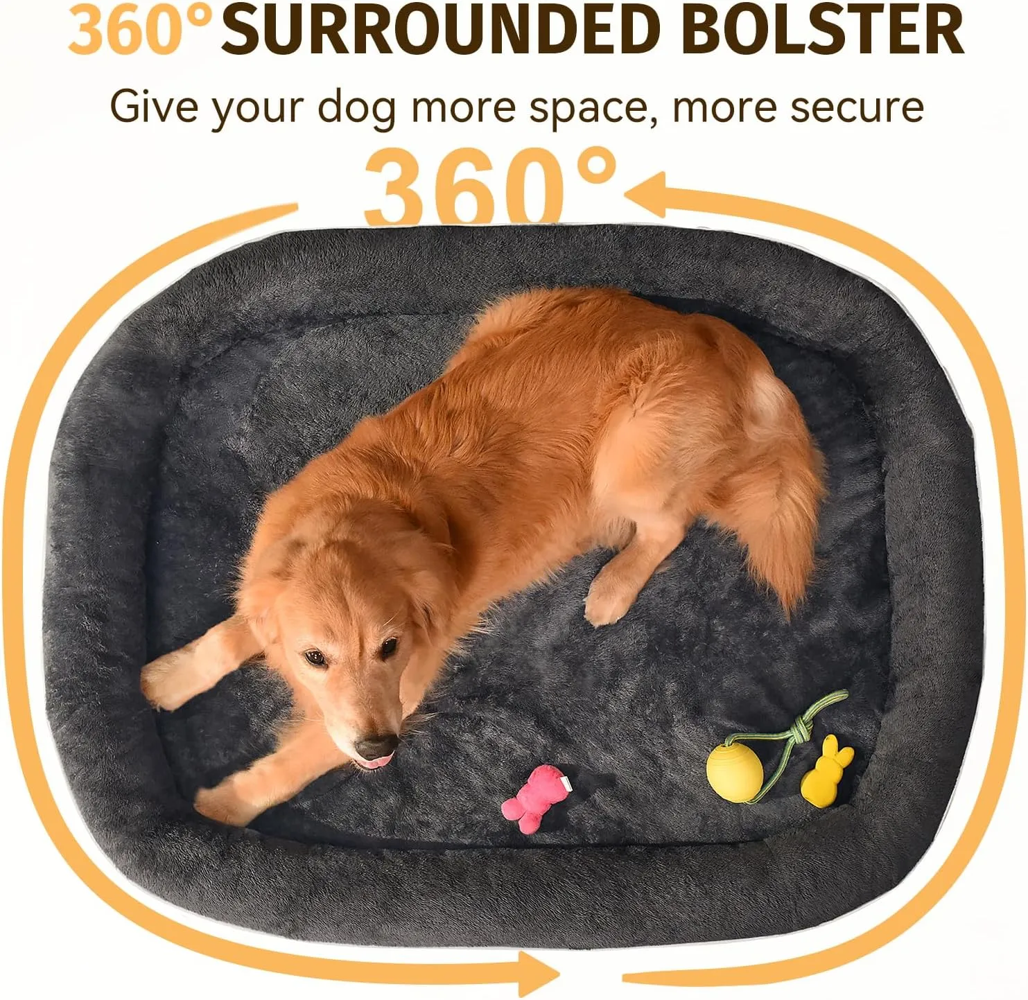 Orthopedic Washable Large Dog Bed: Cooling Dog Bed with Bolsters - Jumbo Bed Waterproof Removable Cover Non-Slip Pet Bed for Extra Large Sized