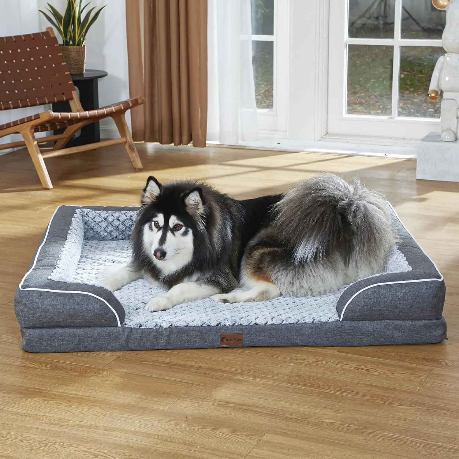 Orthopedic Waterproof Dogs Bed for Extra Large Dogs, Memory Foam XL Dog Beds with Sides, Egg-Crate Foam and Non-Slip Bottom Jumbo Dog Couch Bed with Washable Removable Cover(Jumbo,Dark Grey)