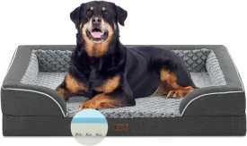 Orthopedic Waterproof Dogs Bed for Extra Large Dogs, Memory Foam XL Dog Beds with Sides, Egg-Crate Foam and Non-Slip Bottom Jumbo Dog Couch Bed with Washable Removable Cover(Jumbo,Dark Grey)