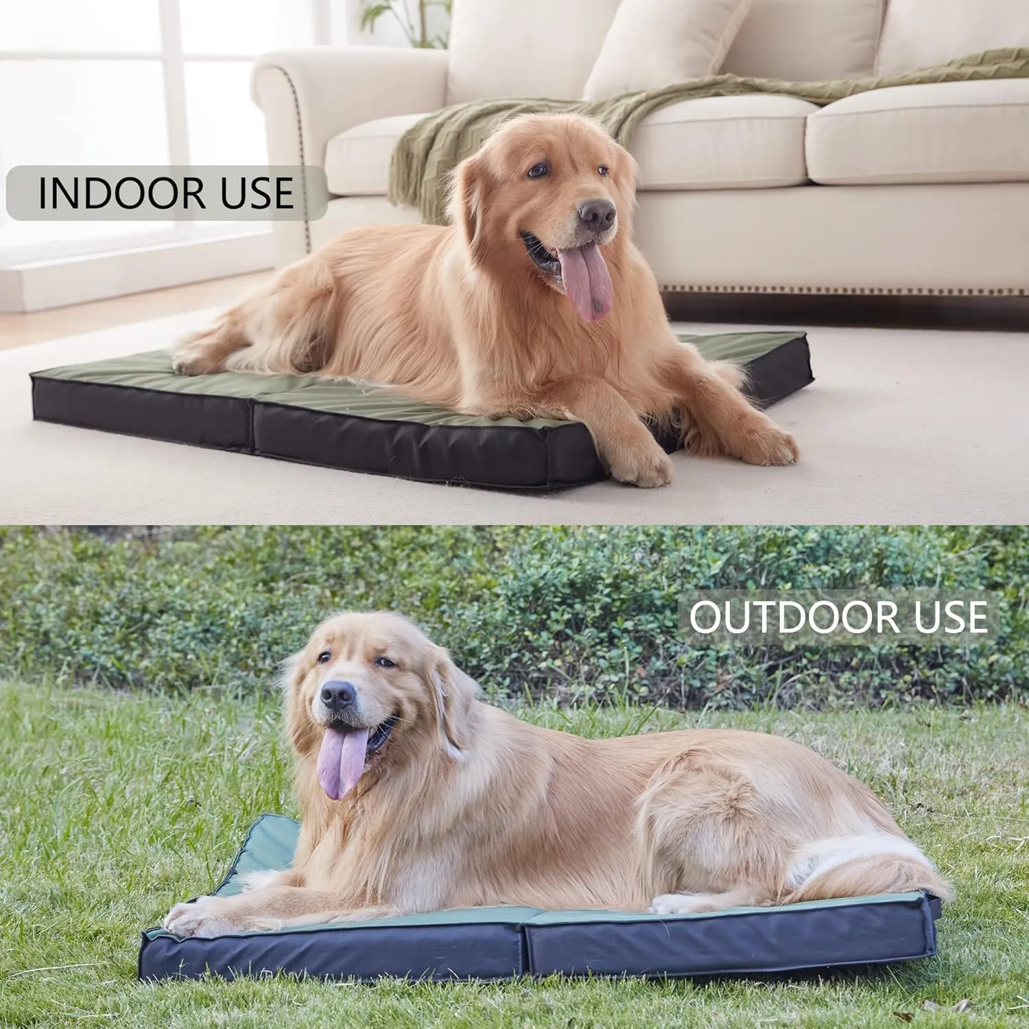Outdoor Dog Bed - Waterproof, Portable, Foldable, Cooling, Orthopedic for Large Dogs - 35" All Weather