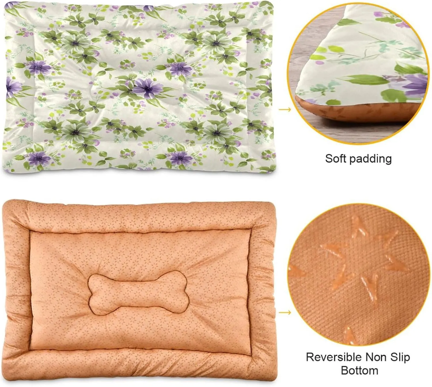 Pastel Flowers Outdoor Dog Bed for Small Dogs Washable Waterproof Travel Pet Bed Mat Portable Cat Bed with Non-Slip Bottom for Indoor and Sleeping 18 x 24 Inch