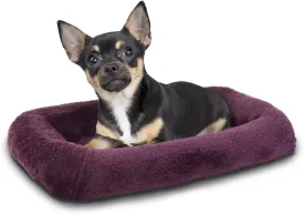 Patas Lague Bolster Dog Bed for Extra Small Dogs 16''x12'', Soft Warm Foam Pet Sofa Bed, Machine Washable Pet Cat Crate Mat for Toy Breeds, Taupe