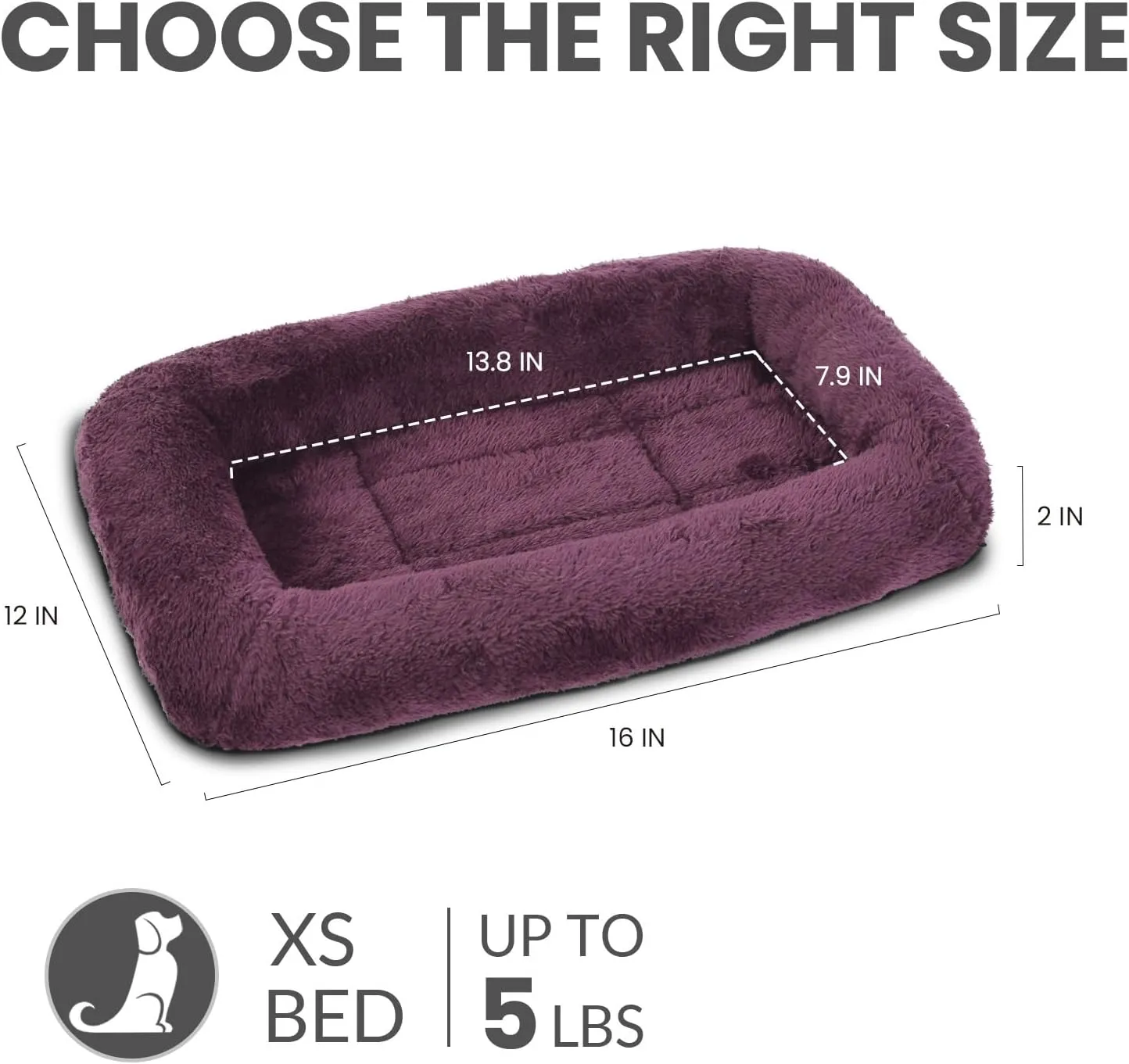 Patas Lague Bolster Dog Bed for Extra Small Dogs 16''x12'', Soft Warm Foam Pet Sofa Bed, Machine Washable Pet Cat Crate Mat for Toy Breeds, Taupe