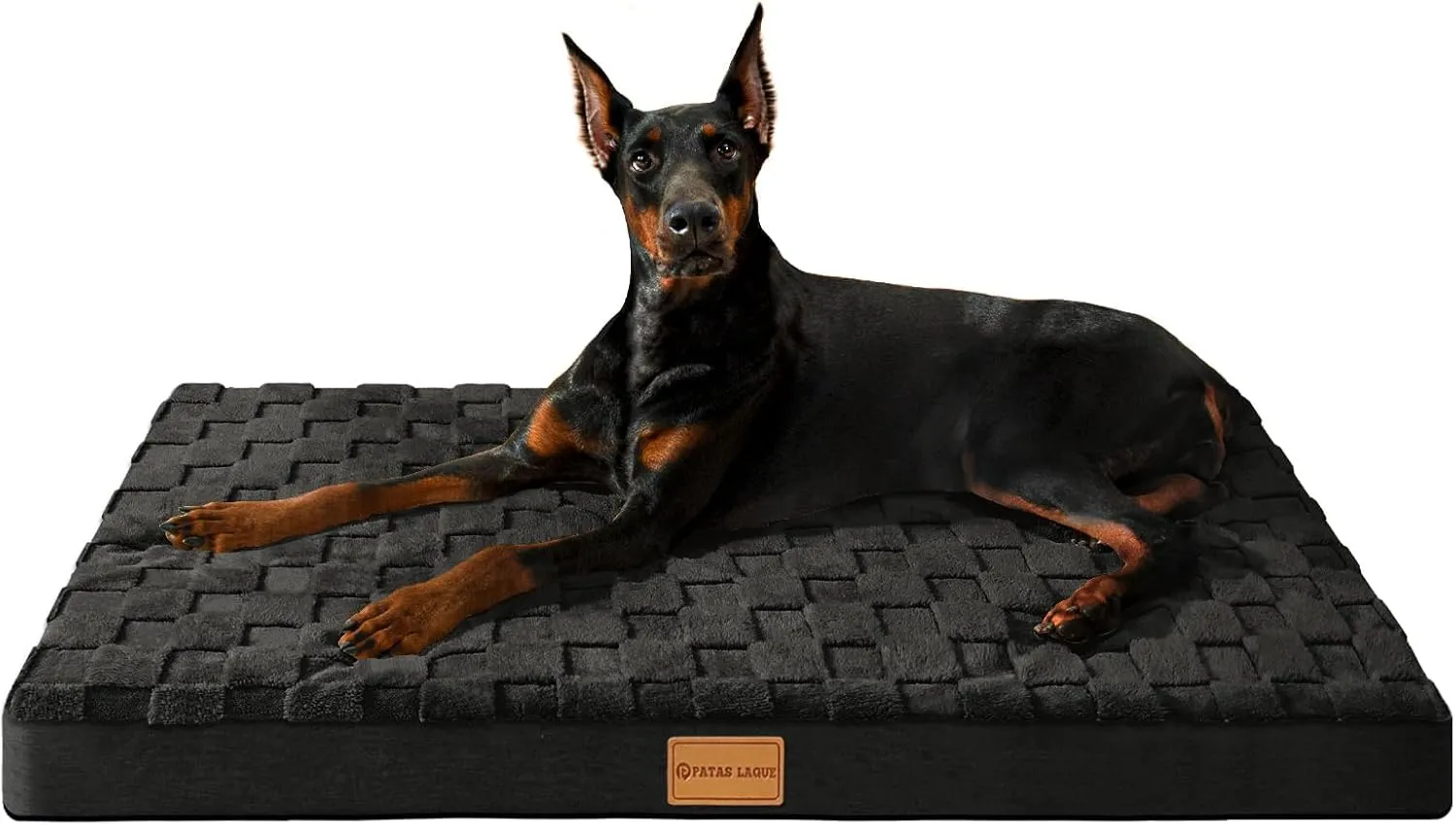 Patas Lague Orthopedic Dog Bed for Large Dogs, Waterproof Soft Warm Comfortable Egg Crate Foam Medium Pet Beds Mat with Removable Washable Cover and Nonskid Bottom, 36''X24'' Black