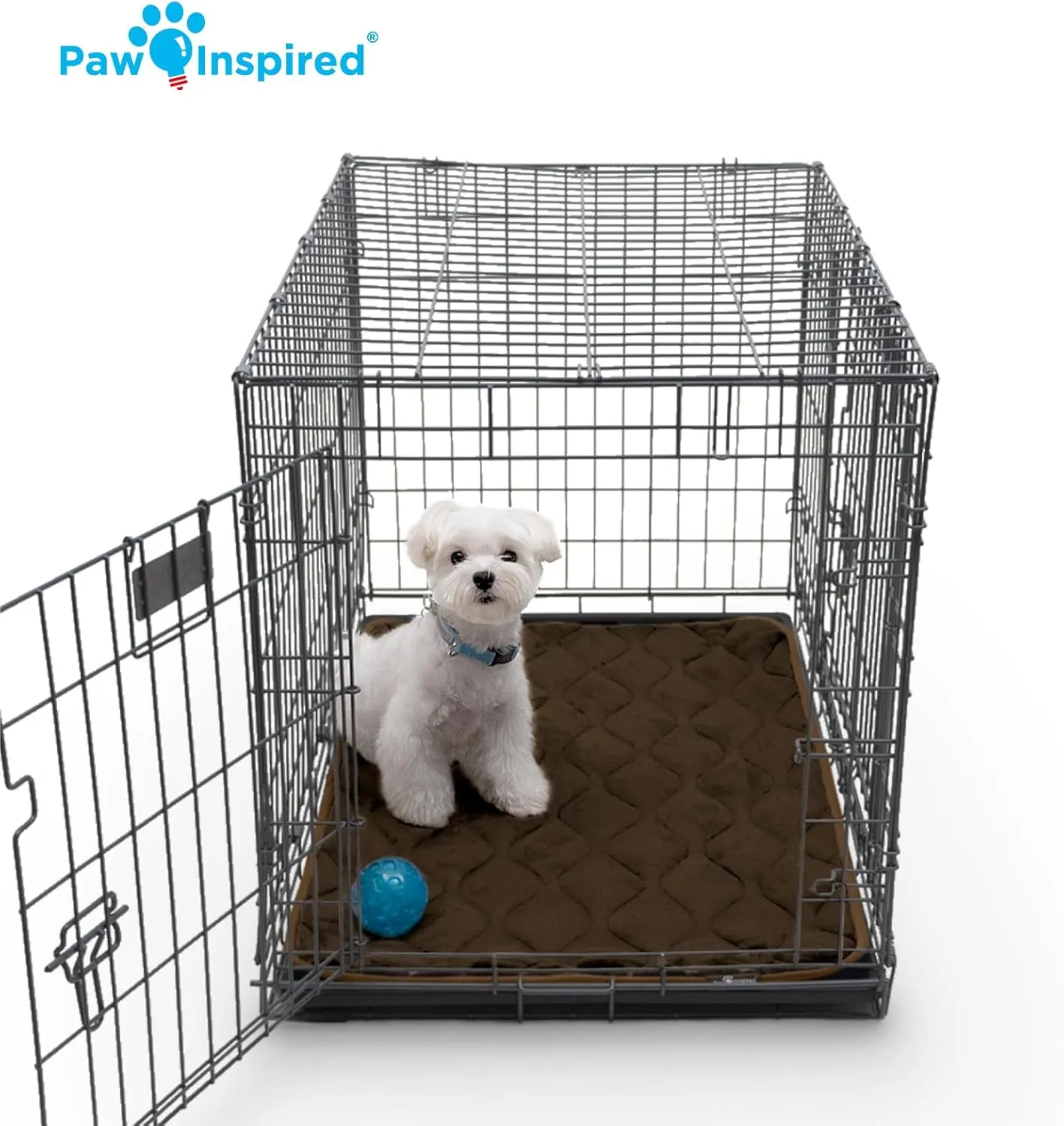 Paw Inspired Washable Padded Crate Mats for Dogs | 35 x 22 Pad, Fits 36-inch Kennels | Leakproof, Plush Pet Beds (Gray)