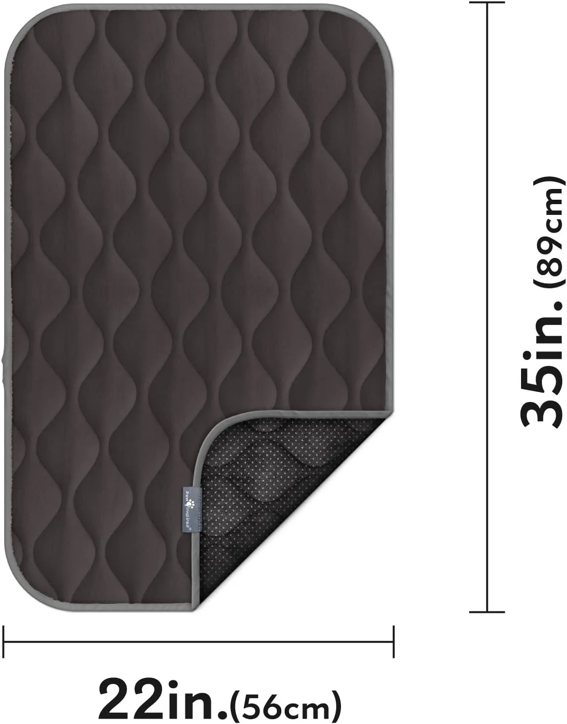 Paw Inspired Washable Padded Crate Mats for Dogs | 35 x 22 Pad, Fits 36-inch Kennels | Leakproof, Plush Pet Beds (Gray)