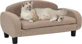 Paws & Purrs Modern Pet Sofa 31.5" Wide Low Back Lounging Bed with Removable Mattress Cover in Espresso/Sand