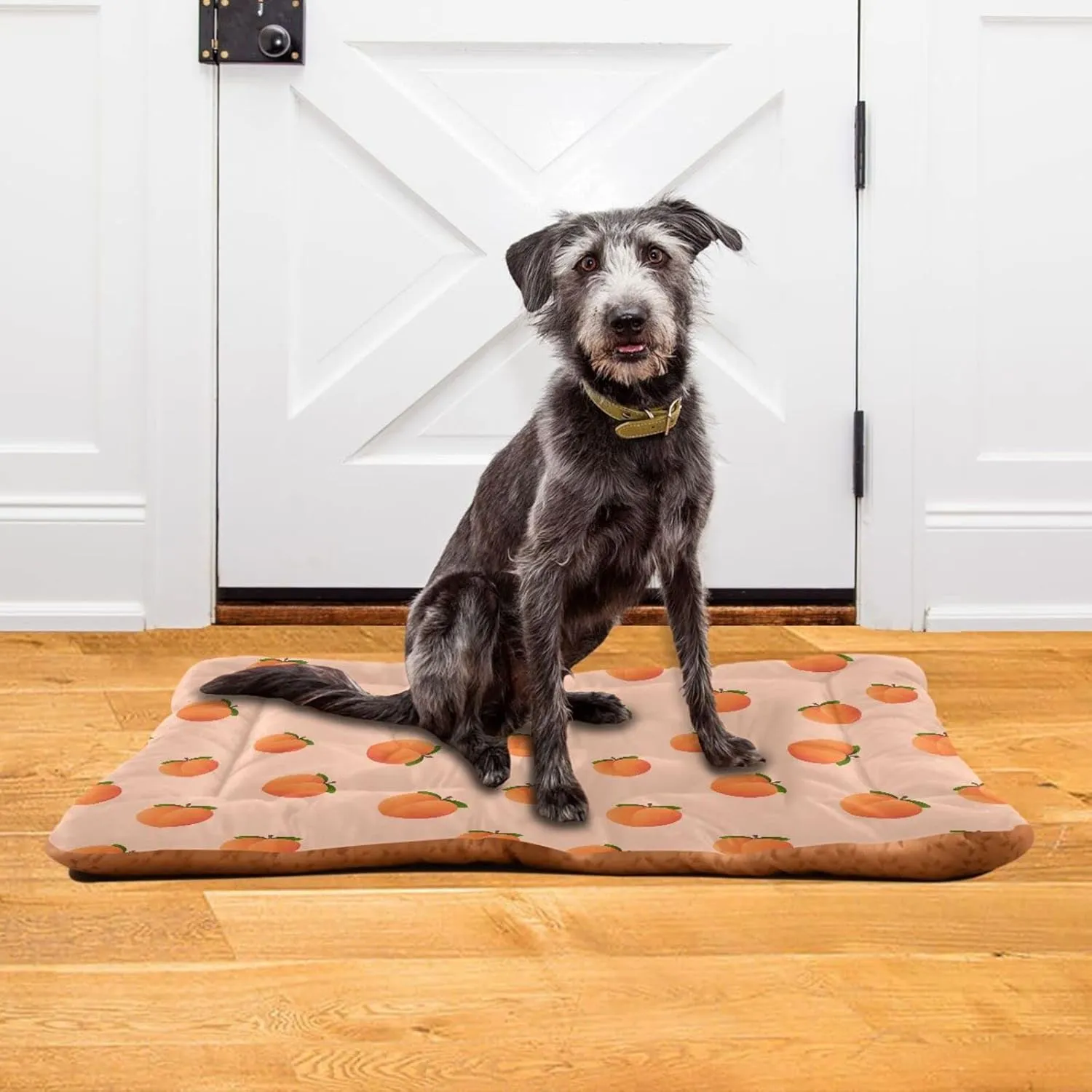 Peach Fruit Dog Bed Cat Bed Soft Washable Pet Crate Mat Non Slip Comfortable Durable Dog Crate Bed for Medium Large Small Dogs Cats, 24 x 36 Inch