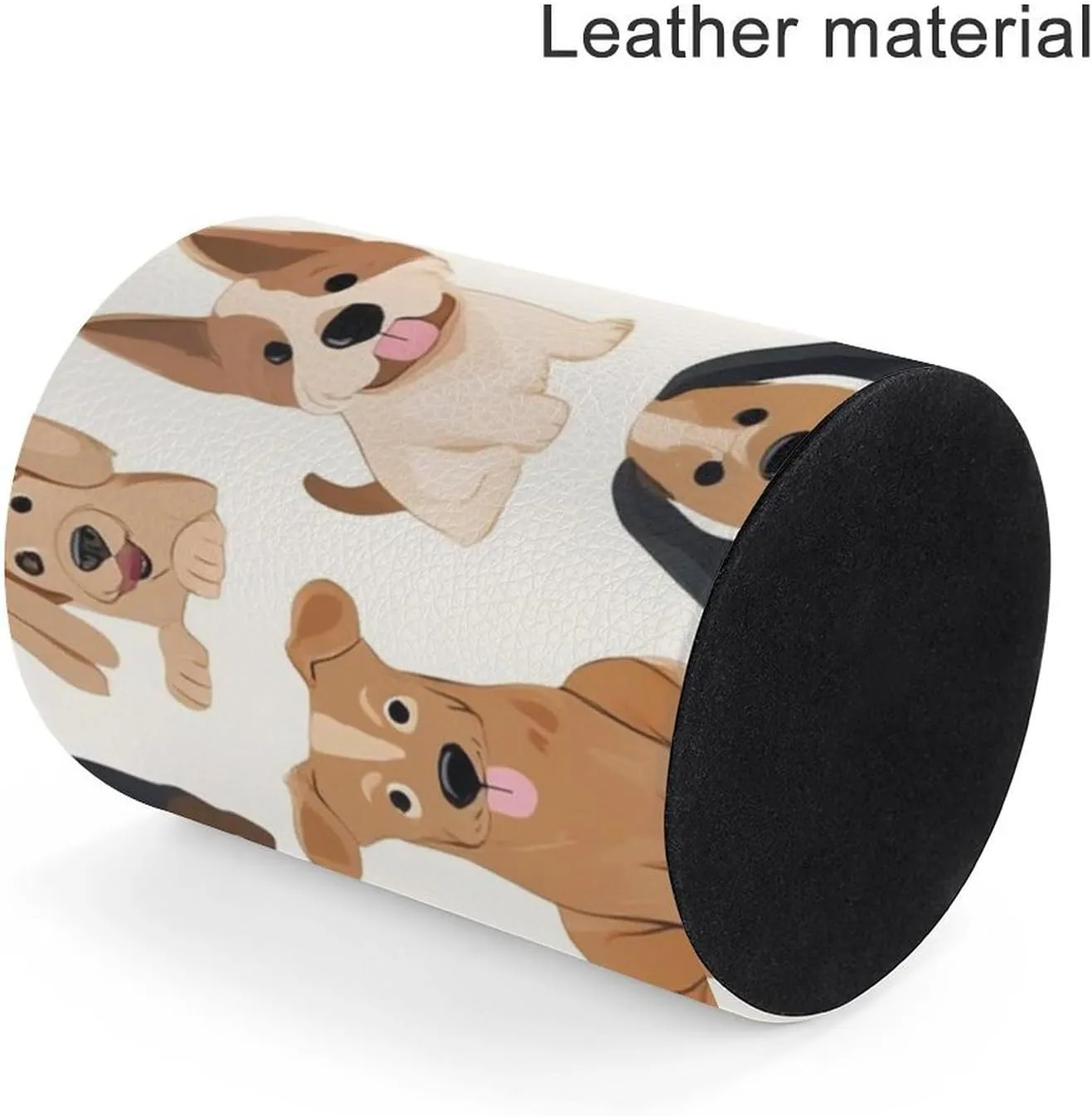 Pen Holder for Desk Pencil Box Pu Leather Round Makeup Brush Organizer Case Affenpinscher Airedale Terrier Australian Cattle Dog Stationery Container Storage Box