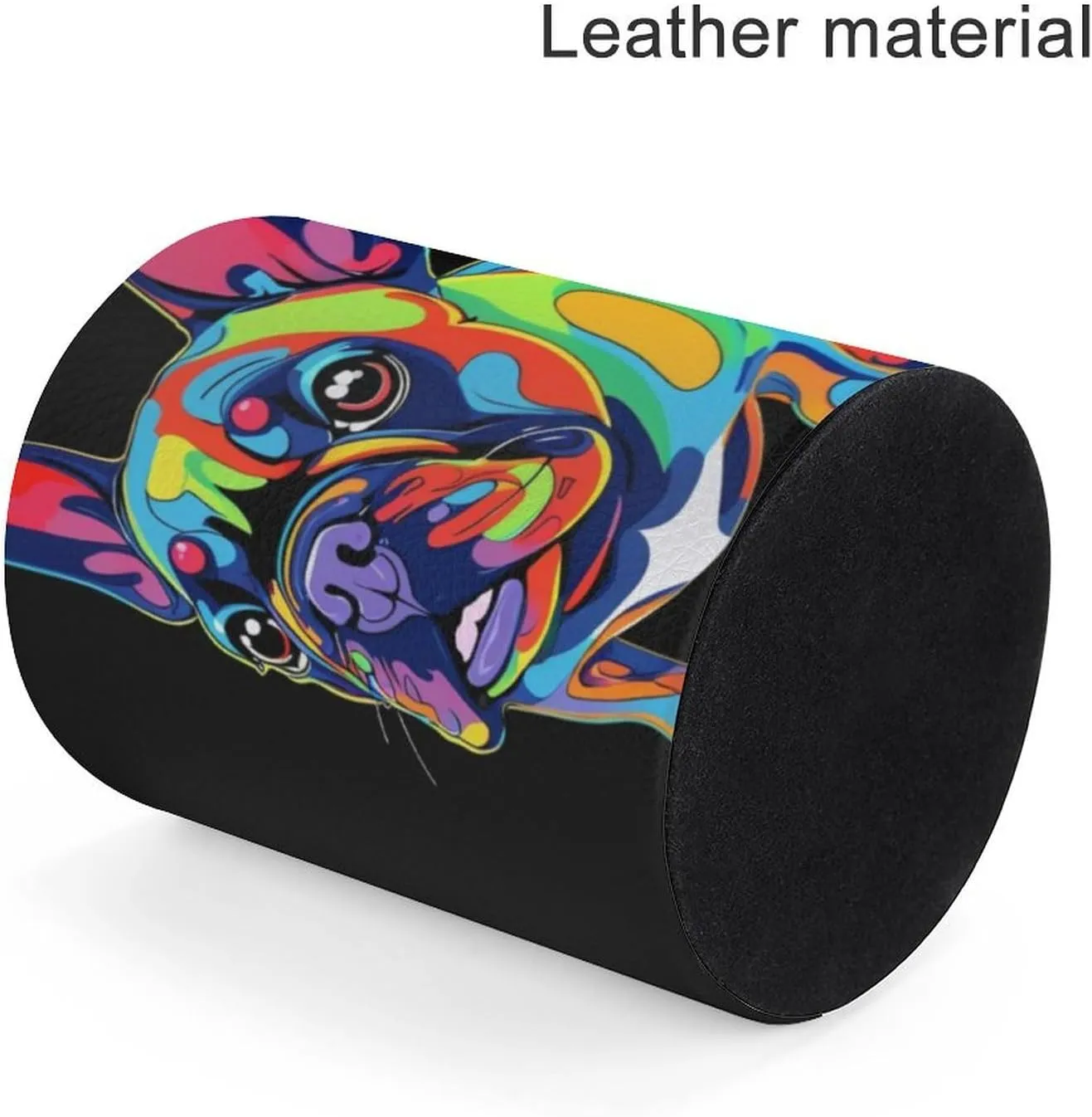 Pen Holder for Desk Pencil Box Pu Leather Round Makeup Brush Organizer Case Colorful French Bulldogs Black Stationery Container Storage Box