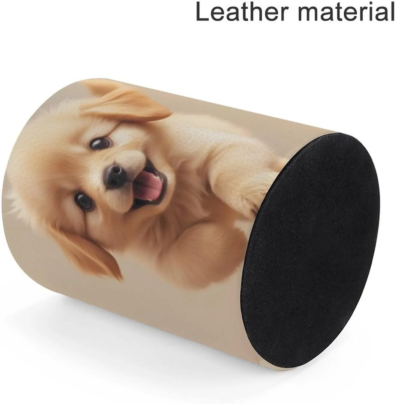 Pencil Holder Cup for Desk, Desktop Pen Organizer Pu Leather Makeup Brush Holder Cute Little Puppy Dog Fantasy Office Stationery Storage Box
