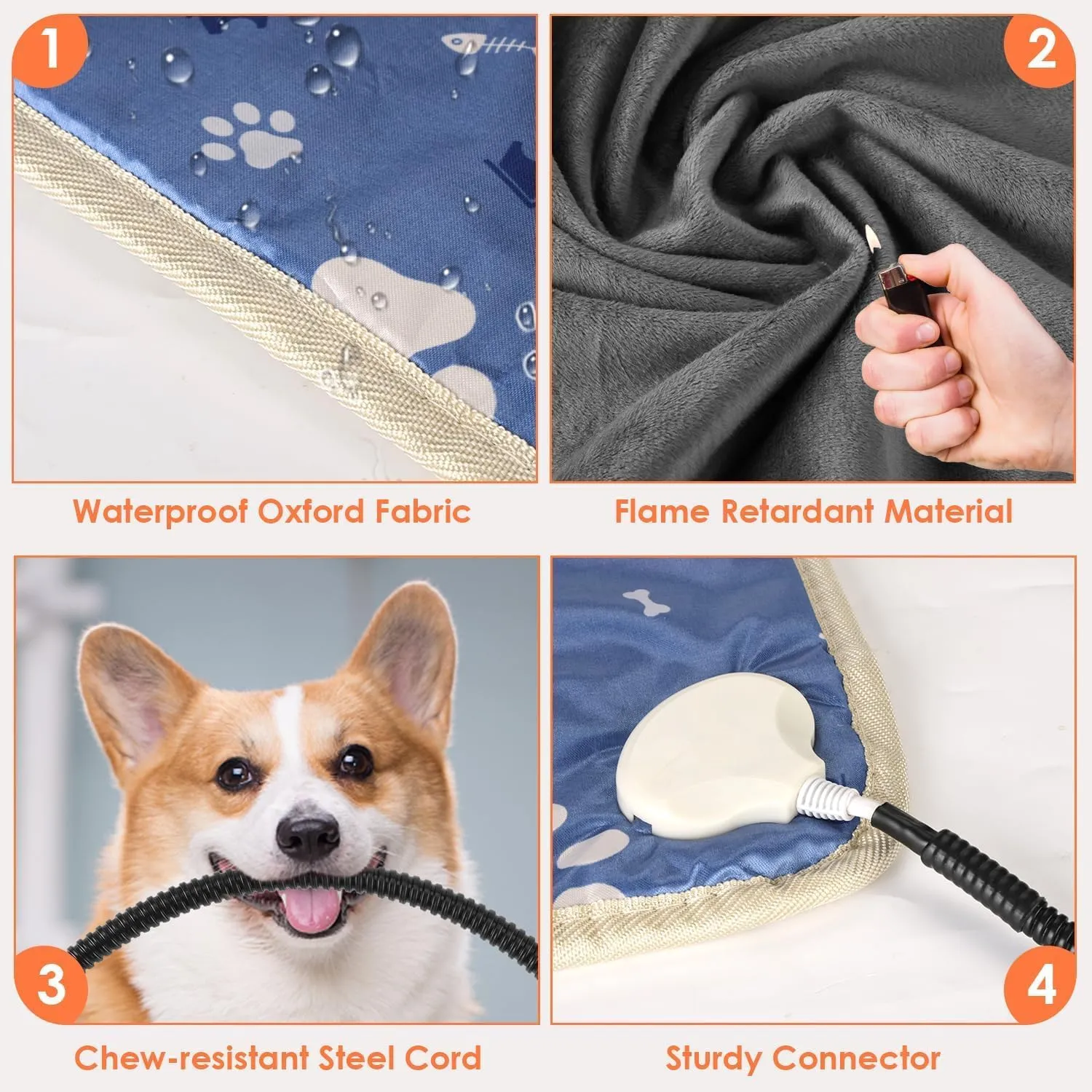 Pet Heating Pad for Dogs and Cats, 9 Adjustable Temperature Dog Heating Pad, Electric Heated Dog Bed, Heated Blanket for Dogs with Chew Resistant Cord for Dog Cat Animal, 28x18 Inch