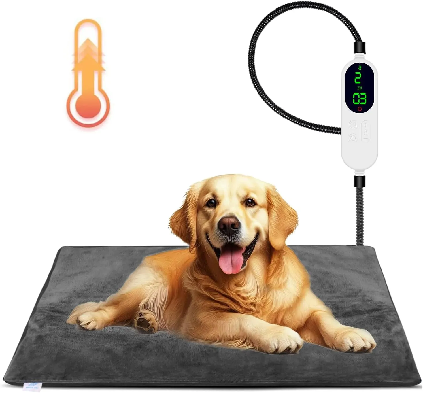 Pet Heating Pad for Dogs and Cats, 9 Adjustable Temperature Dog Heating Pad, Electric Heated Dog Bed, Heated Blanket for Dogs with Chew Resistant Cord for Dog Cat Animal, 28x18 Inch