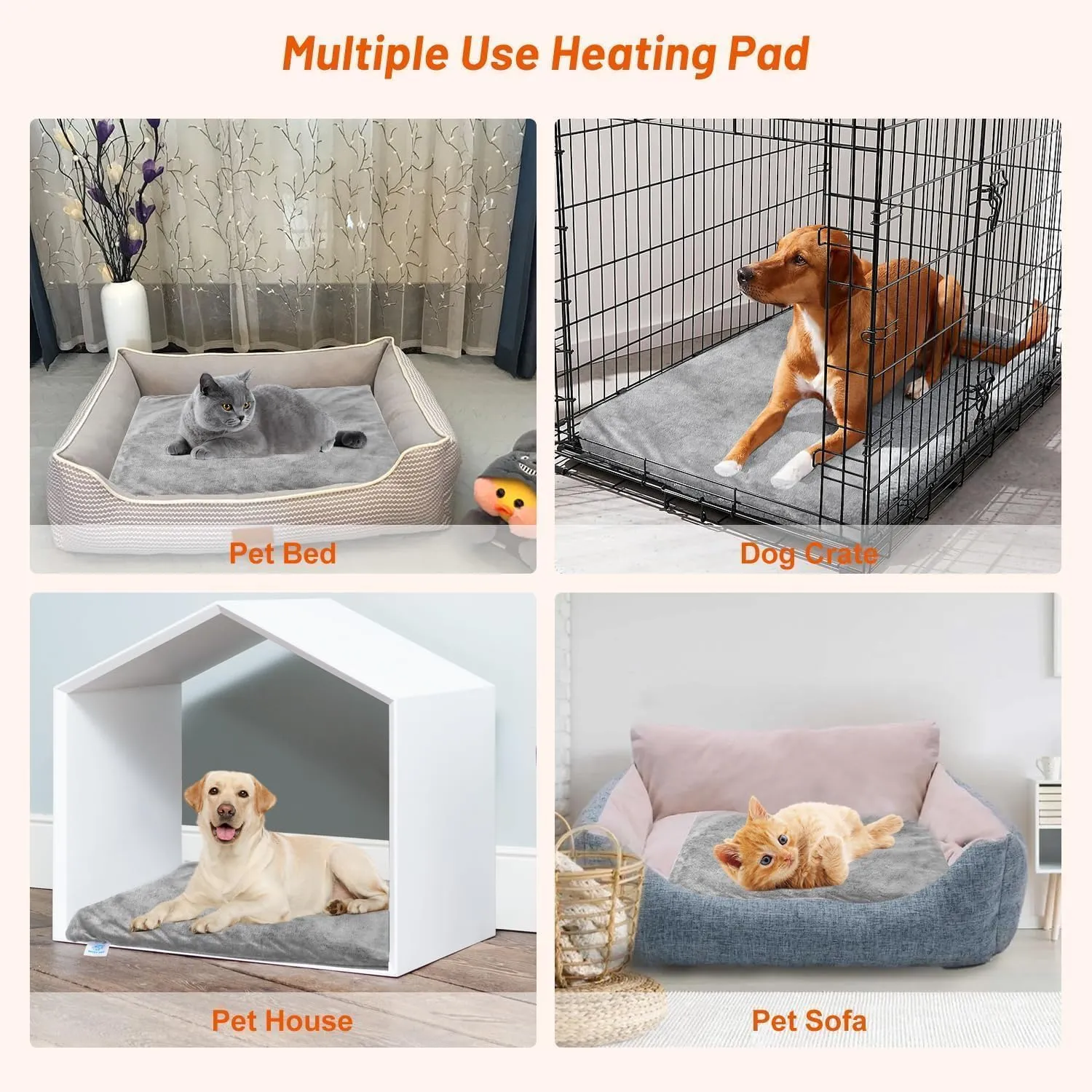 Pet Heating Pad for Dogs and Cats, 9 Adjustable Temperature Dog Heating Pad, Electric Heated Dog Bed, Heated Blanket for Dogs with Chew Resistant Cord for Dog Cat Animal, 28x18 Inch