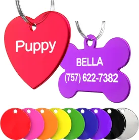 Pet ID Tag Custom for Dog Cat Personalized | Many Shapes and Colors to Choose from | Made in USA | Strong Anodized Aluminum (Circle Blue, Small)