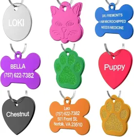Pet ID Tag Custom for Dog Cat Personalized | Many Shapes and Colors to Choose from | Made in USA | Strong Anodized Aluminum (Heart Silver, Small)