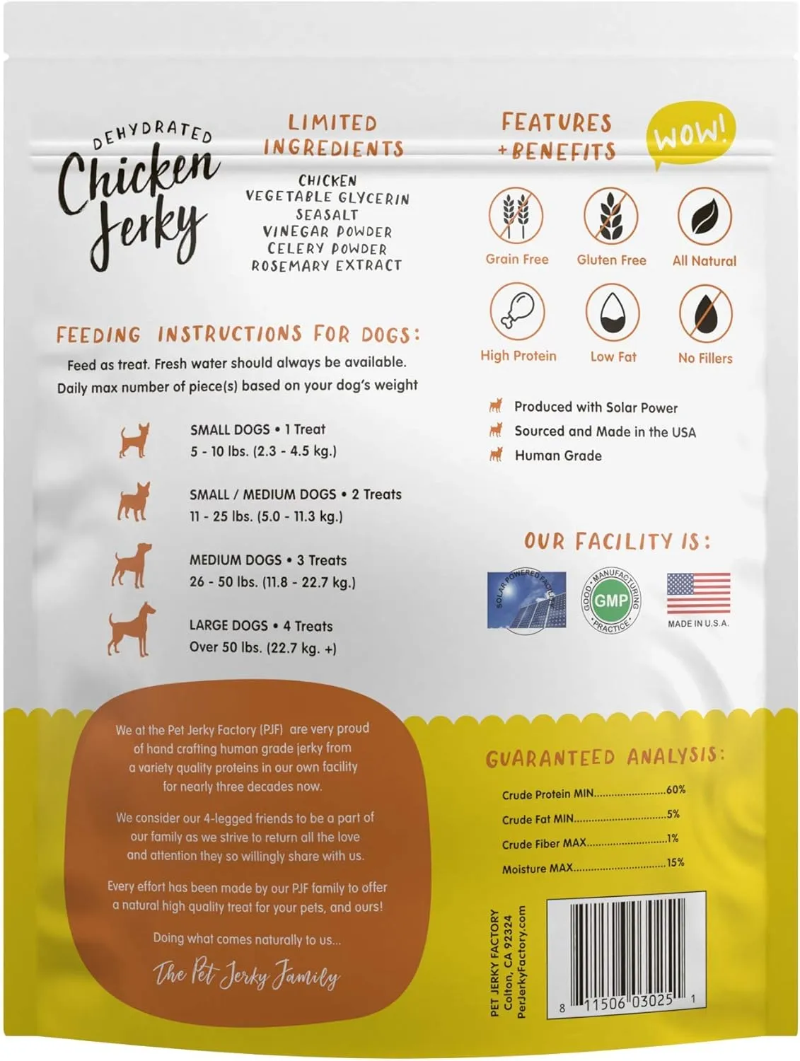 Pet Jerky Factory Premium Whole Muscle Chicken 12 oz. Dog Jerky Treats | 100% Human Grade | USA Made | High Protein | Grain Free | Limited Ingredients | No Filler | BHA-BHT Free | Chewy Texture