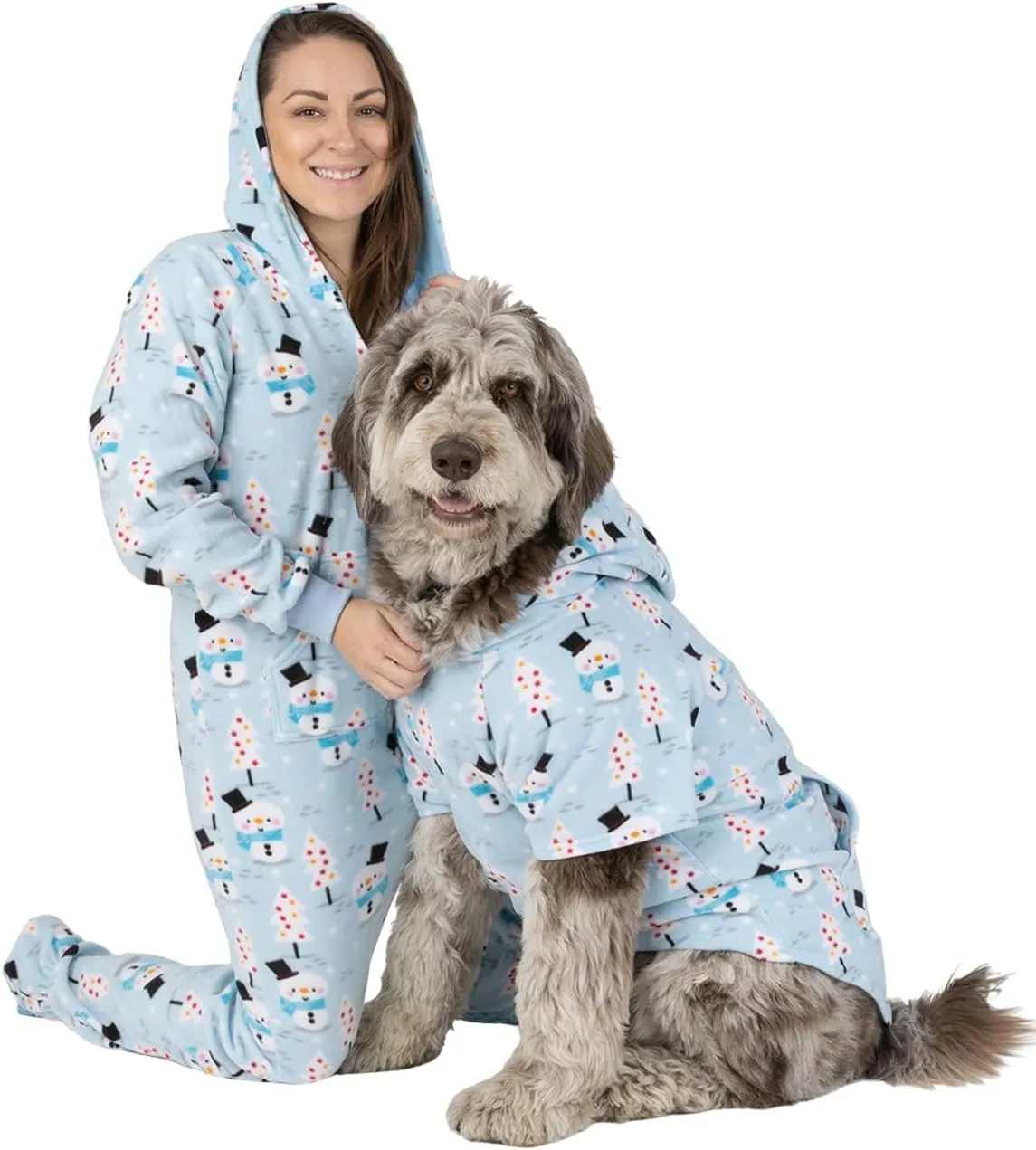 Pet Pjs - Frosty Winter Pet Pjs Fleece Hoodie Sweaters - XXLarge (Fits Up to 120 lbs)