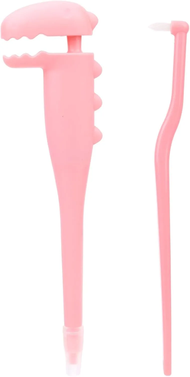 Pet Tablet Shooter for Cat, Reusable Dog Tablet Popper Gun with Tooth Brush Soft Tip Pet Tablet Feeder Dispenser Silicone Tablet Pusher Plunger for Puppies Kittens Small Animals (Pink)