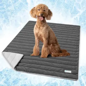 PetAmi Cooling Mat for Dog, Premium Pet Cooling Blanket for Crate Kennel, Indoor Cat Cool Sleeping Pad, Q-MAX Cold Sofa Couch Cover for Summer, Gray/Light Grey, Large (40x60)