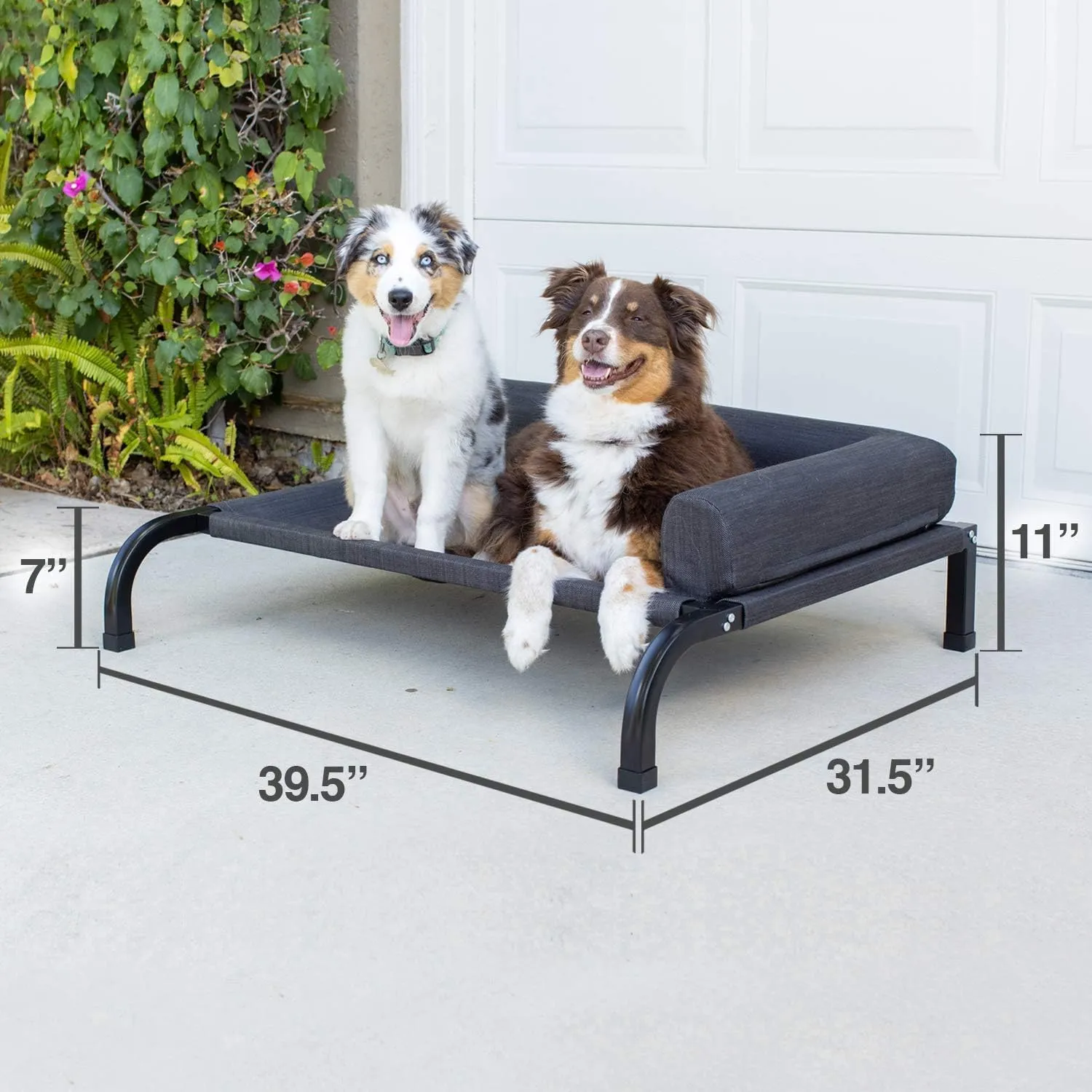 PetFusion Ultimate Elevated Outdoor Dog Bed | Large or Extra Large | Durable Steel Frame | 370 GSM Breathable, Water Resistant Polyester | Incl Protective Cover | 12 Month Warranty