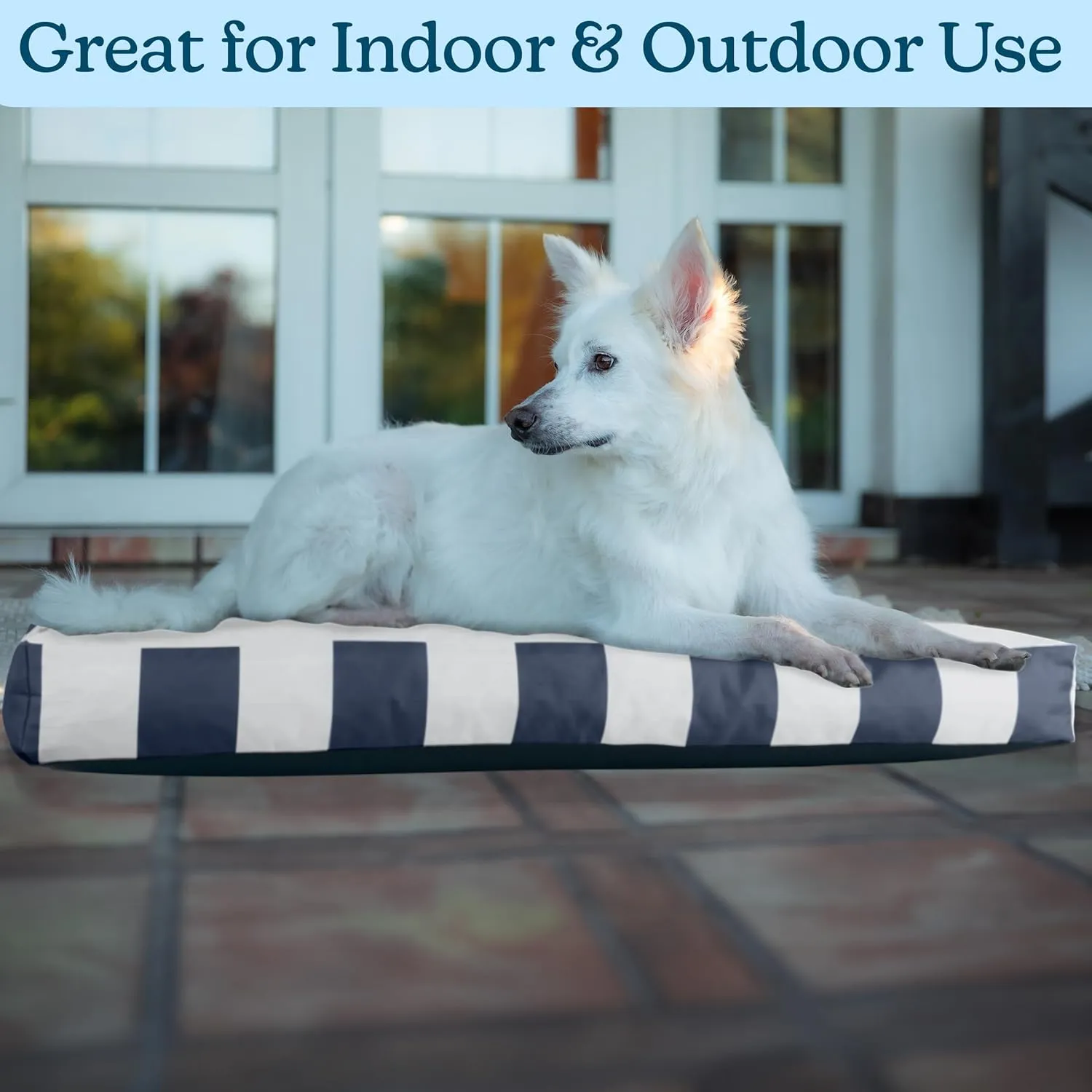 PETMAKER Dog Bed - Indoor/Outdoor Dog Bed with Removable Washable Cover and Non-Slip Bottom - 36in Medium Pet Bed for Dogs up to 70lbs - Water-Resistant Dog Beds (Navy)