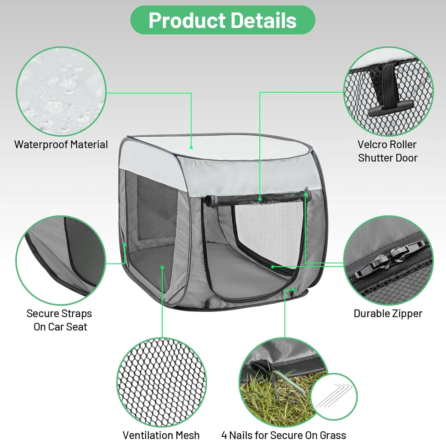 Portable Soft Dog Crate Pop Up Collapsible Dog Cat Kennel Travel Dog Enclosure Indoor Outdoor Large Dog Bed Foldable Crate for PetsLittle Gray and Dark Gray-Small