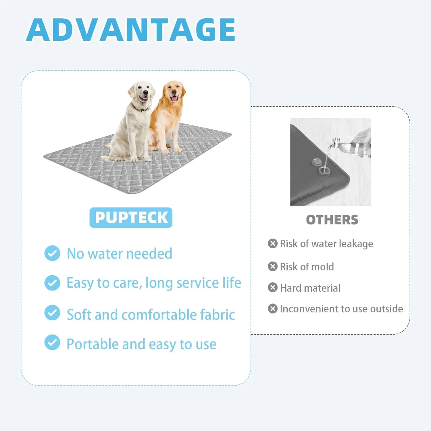 PUPTECK Dog Cooling Mat for Medium Large Dogs, Cooling Blanket for Kennels Crate Floor, Pets Pad Bed for Dog Cat Summer Sleeping Outside, Washable & Portable, Large 28"x40"