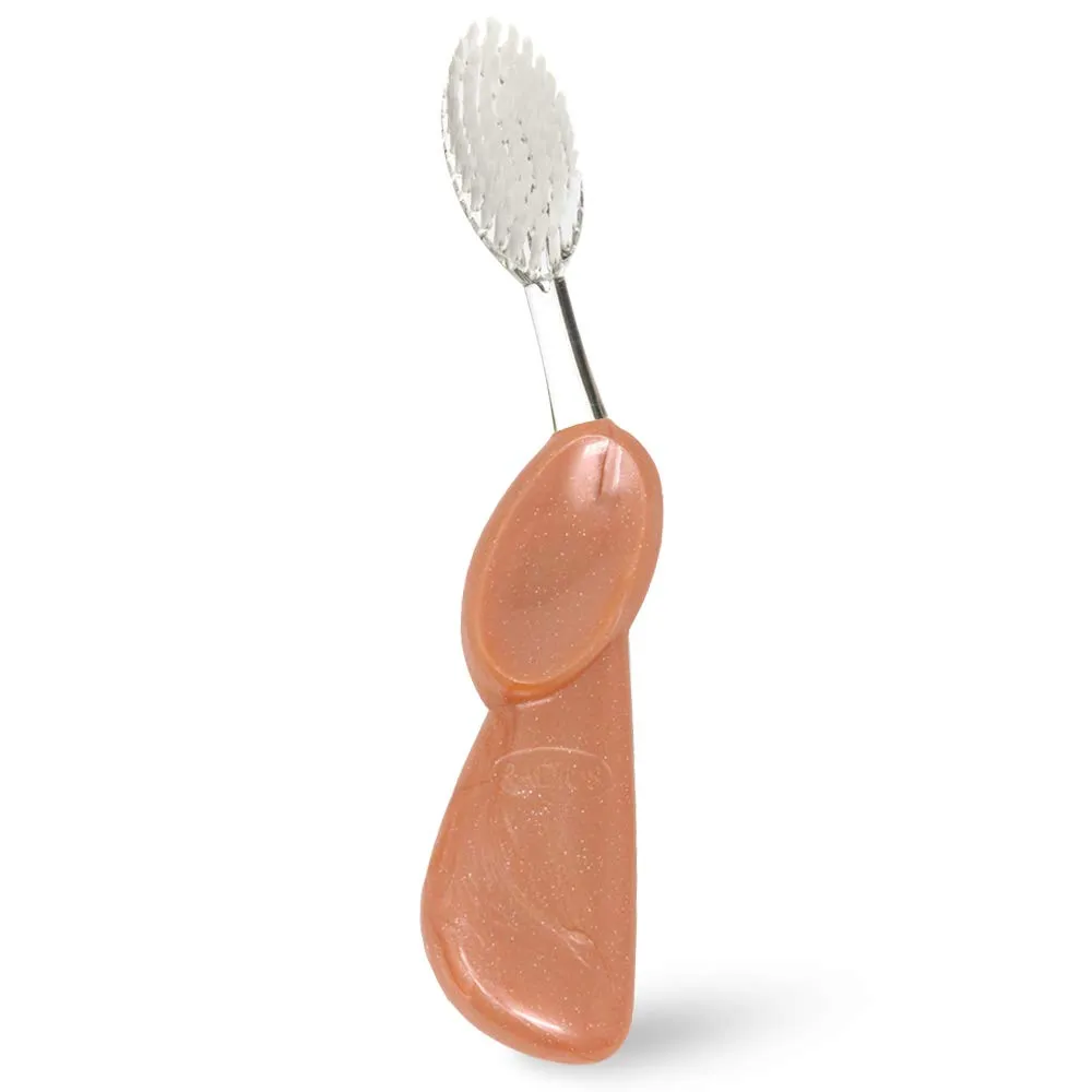 RADIUS Toothbrush Big Brush with Replaceable Head, Left Hand, Soft in Coral Sparkle, BPA Free and ADA Accepted, Designed to Improve Gum Health and Reduce The Risk of Gum Disease