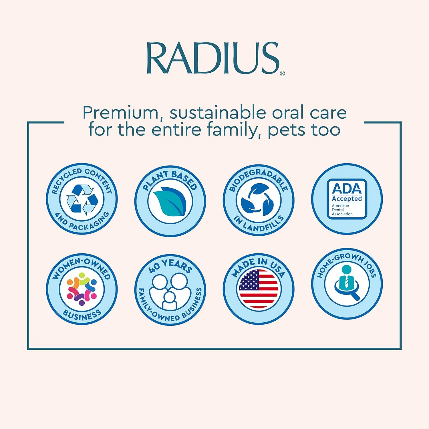 RADIUS Toothbrush Big Brush with Replaceable Head, Left Hand, Soft in Coral Sparkle, BPA Free and ADA Accepted, Designed to Improve Gum Health and Reduce The Risk of Gum Disease