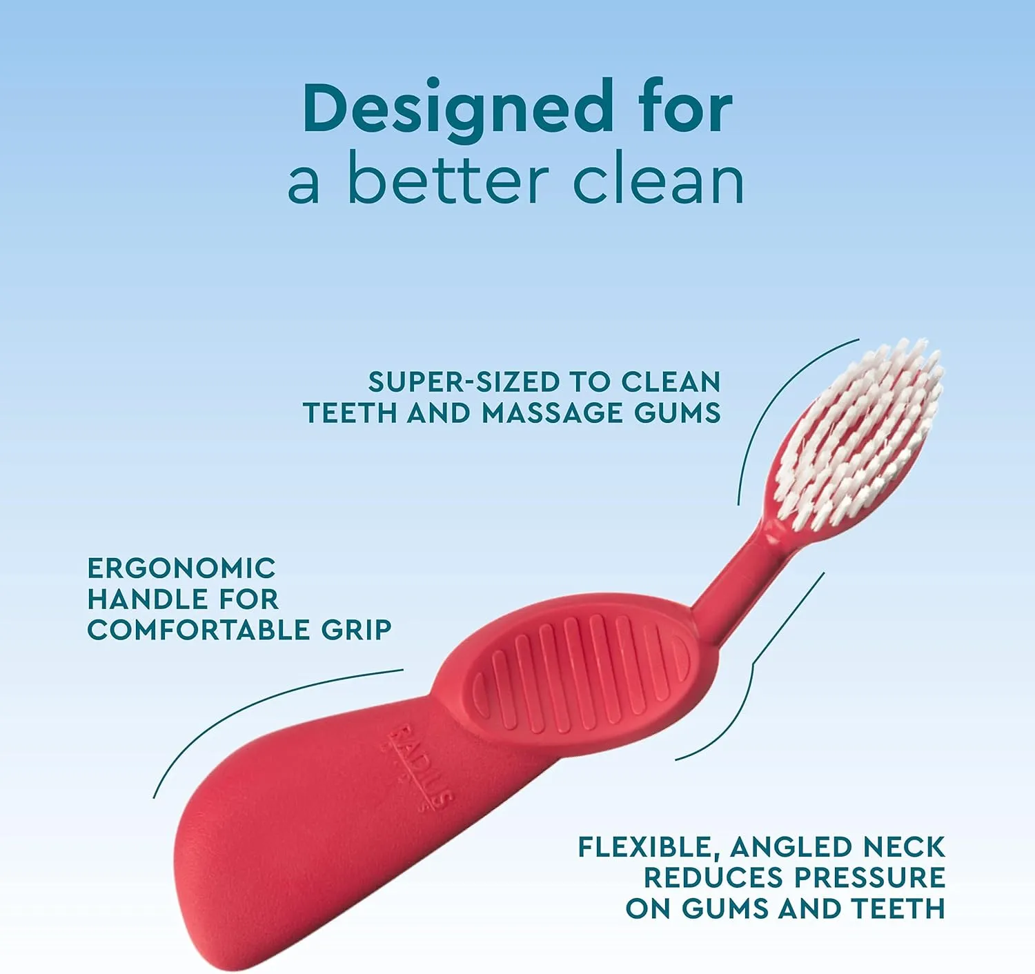 RADIUS Toothbrush Flex Brush Right Hand Unit BPA Free and ADA Accepted Designed to Improve Gum Health and Reduce The Risk of Gum Disease, Black/White, 1 Count