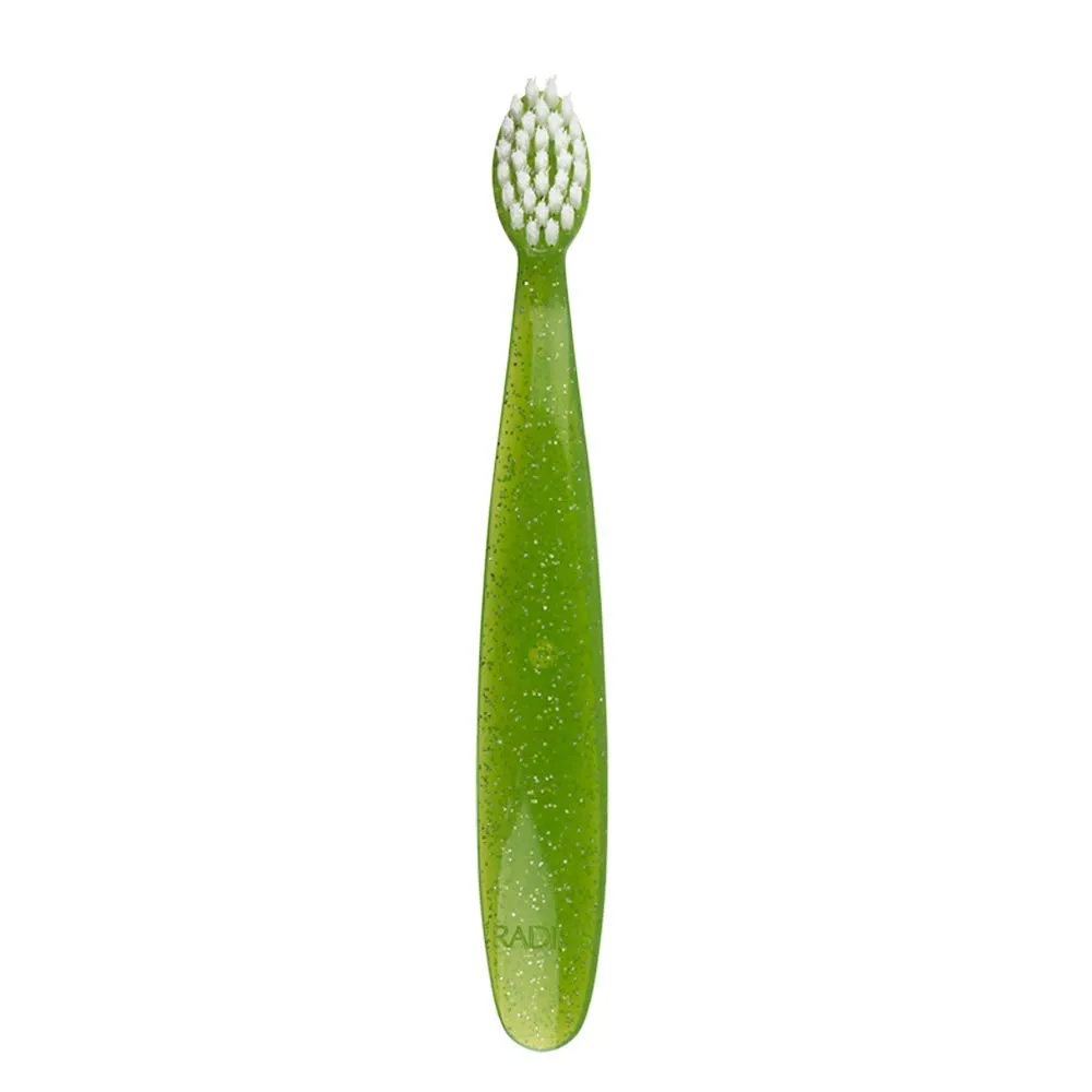RADIUS Totz Toothbrush Extra Soft Brush BPA Free & ADA Accepted Designed for Delicate Teeth & Gums for Children 18 Months & Up - Green Sparkle - Pack of 2