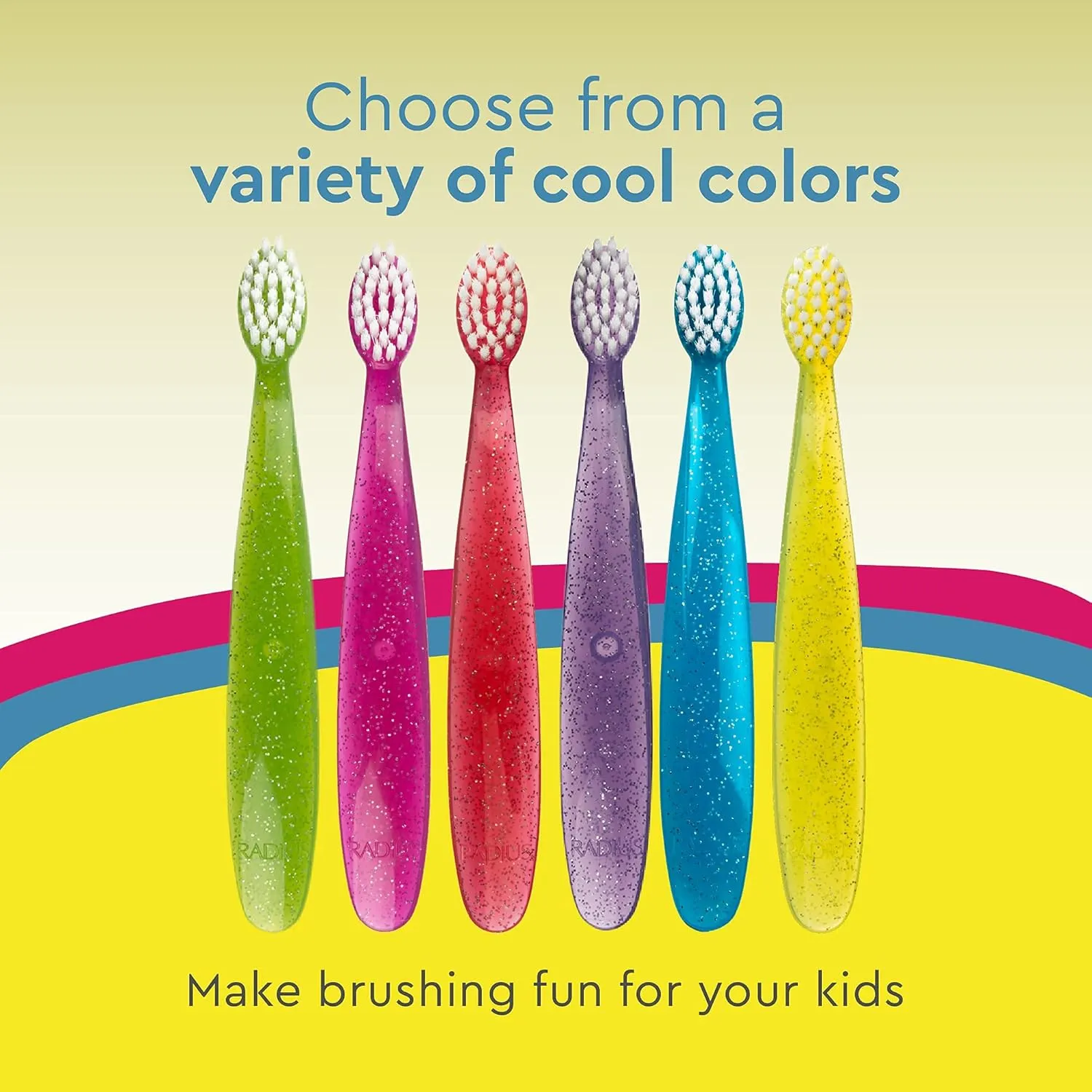 RADIUS Totz Toothbrush Extra Soft Brush BPA Free & ADA Accepted Designed for Delicate Teeth & Gums for Children 18 Months & Up - Magenta Sparkle - Pack of 1