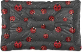 Red Ladybugs Dog Bed Cat Bed Soft Washable Pet Crate Mat Non Slip Comfortable Dog Kennel Crate Mat for Small Medium and Laege Dogs Cat, 24 x 36 Inch