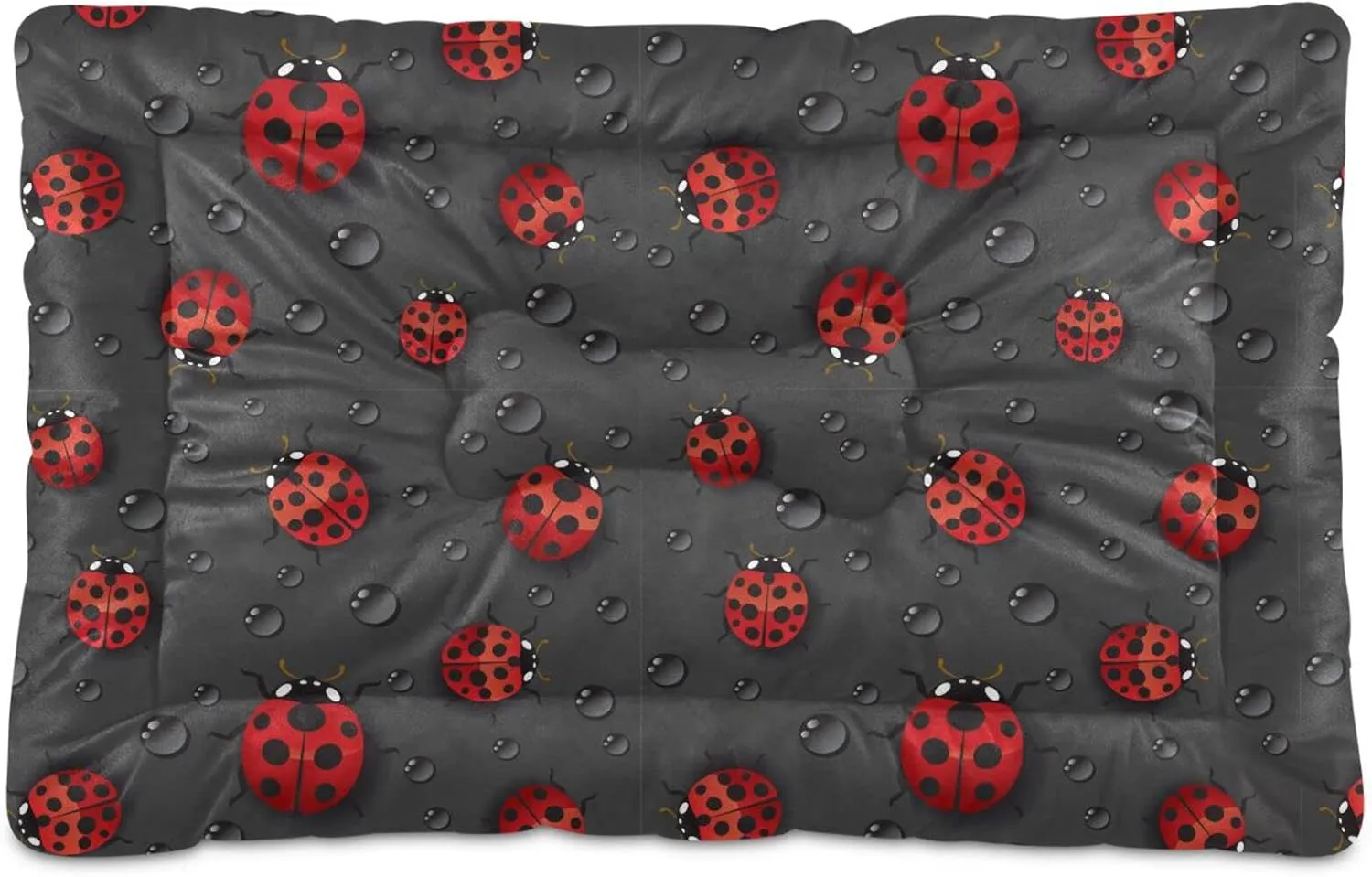 Red Ladybugs Dog Bed Cat Bed Soft Washable Pet Crate Mat Non Slip Comfortable Dog Kennel Crate Mat for Small Medium and Laege Dogs Cat, 24 x 36 Inch
