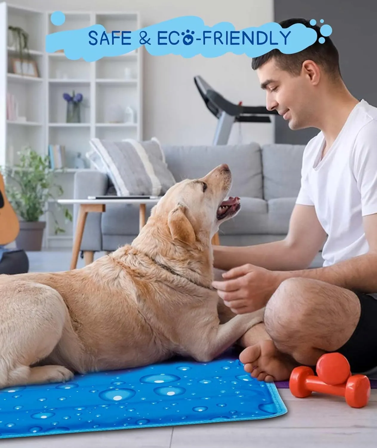 Renjie Dog Cooling Mat Cooling Mat for Dogs & Cats Water Injection Solidifies Technology Indoor Outdoor Dog Pad for Summer, Easy to Clean