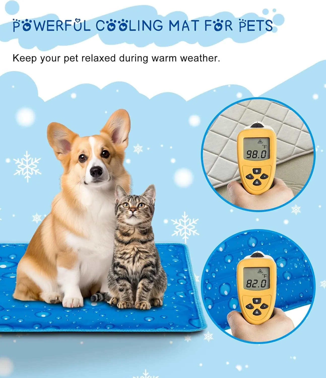 Renjie Dog Cooling Mat Cooling Mat for Dogs & Cats Water Injection Solidifies Technology Indoor Outdoor Dog Pad for Summer, Easy to Clean