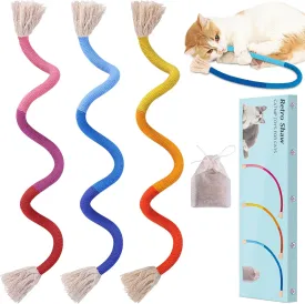 Retro Shaw Cat Toys Chew Rope,3 Pack Catnip Ropes Toy for Indoor Kittens Kitty,Cats String Safe Teeth Cleaning Toy,Interactive Cat Nip Kicker Toy 23.6 Inches